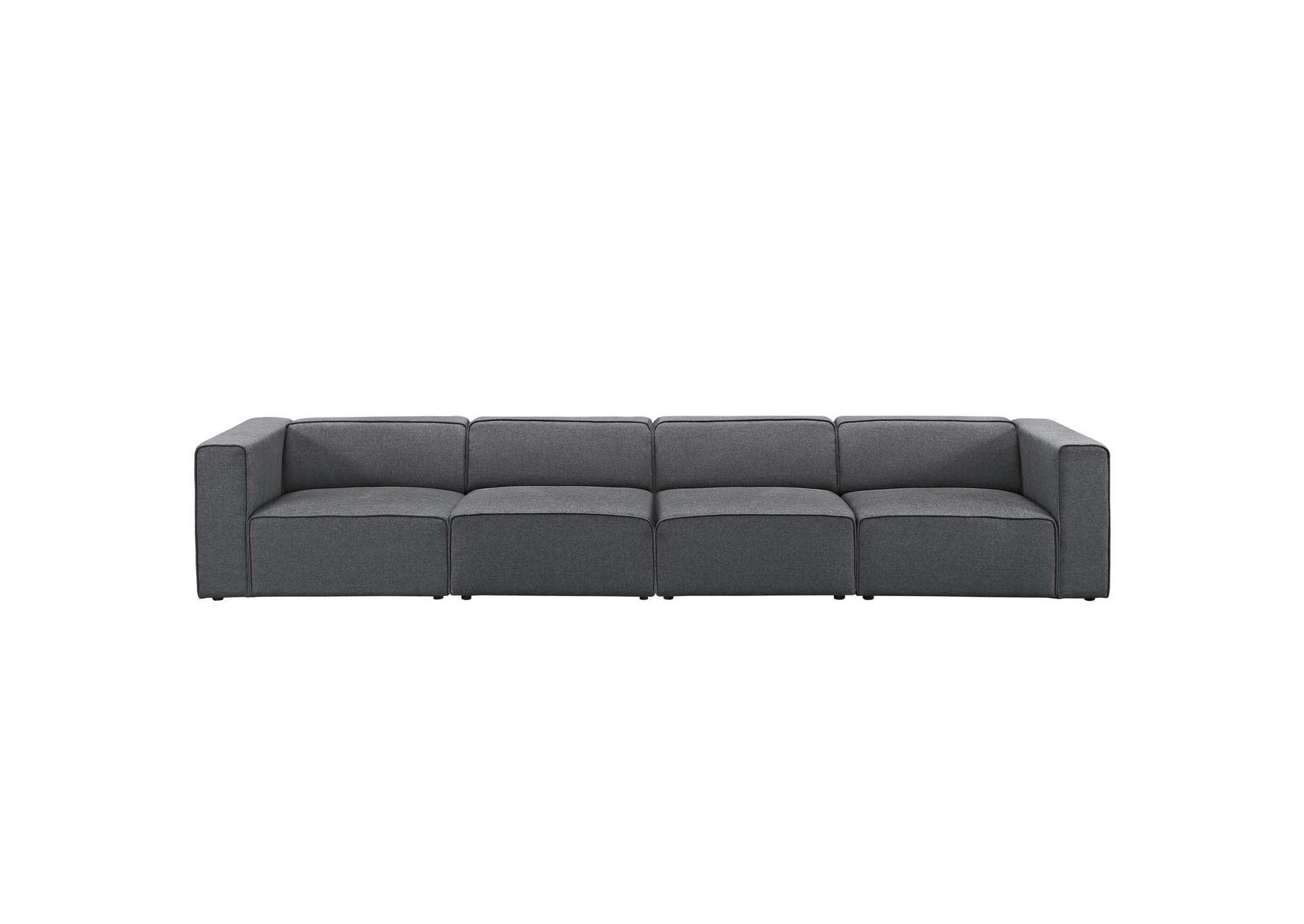 Gray Mingle 4 Piece Upholstered Fabric Sectional Sofa Set,Modway