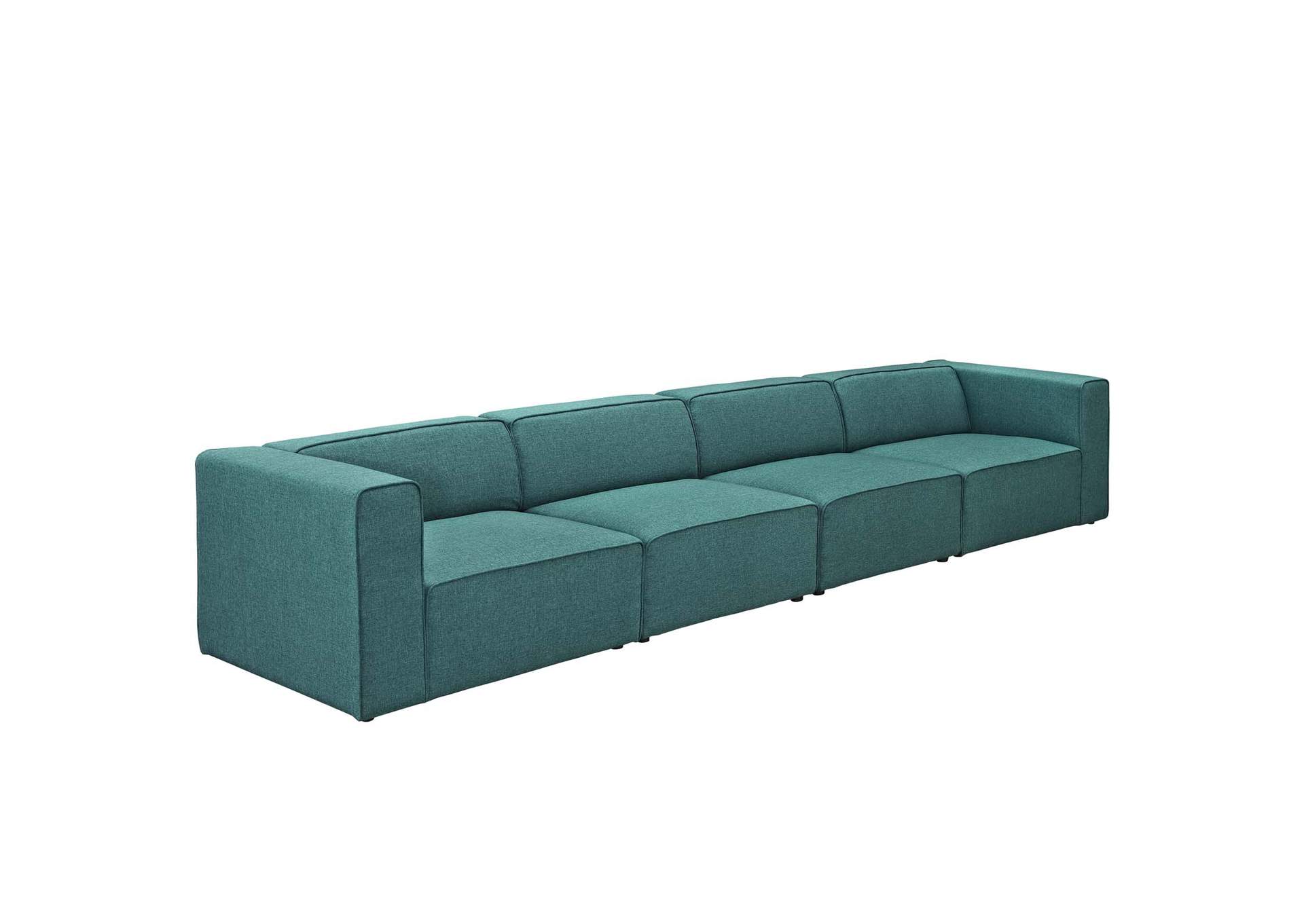 Teal Mingle 4 Piece Upholstered Fabric Sectional Sofa Set,Modway