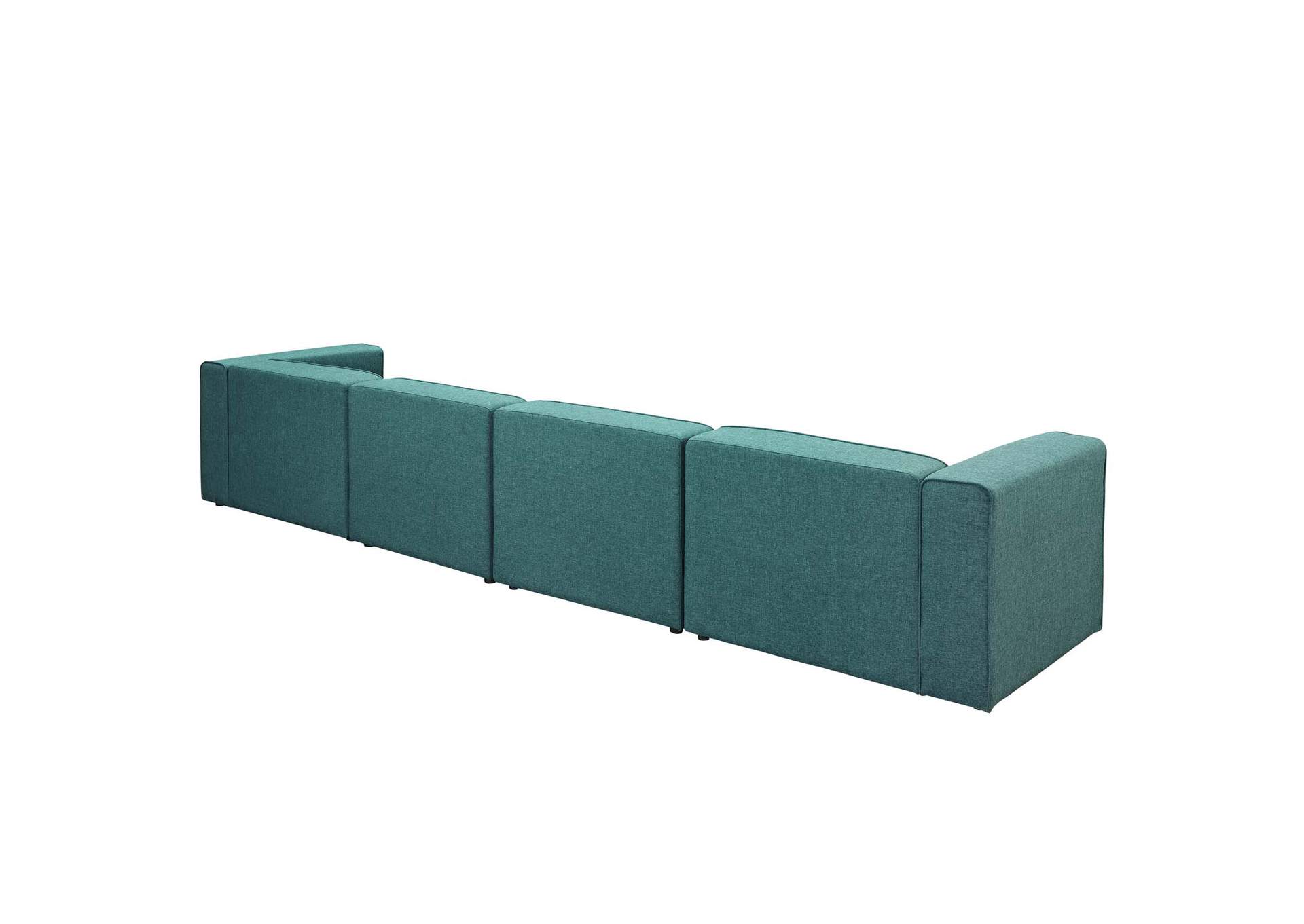 Teal Mingle 4 Piece Upholstered Fabric Sectional Sofa Set,Modway