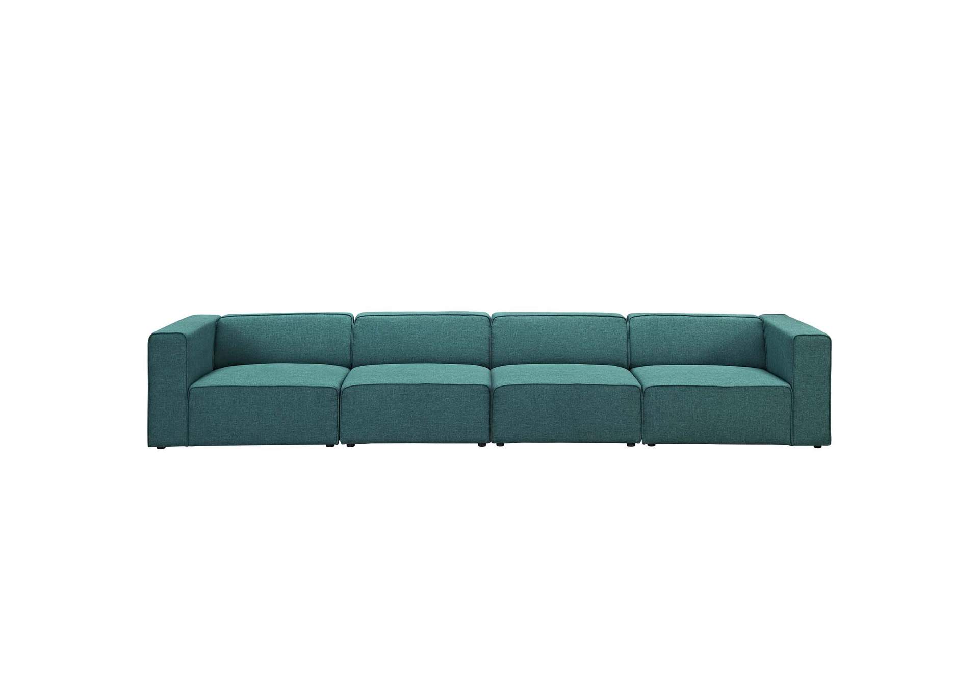 Teal Mingle 4 Piece Upholstered Fabric Sectional Sofa Set,Modway