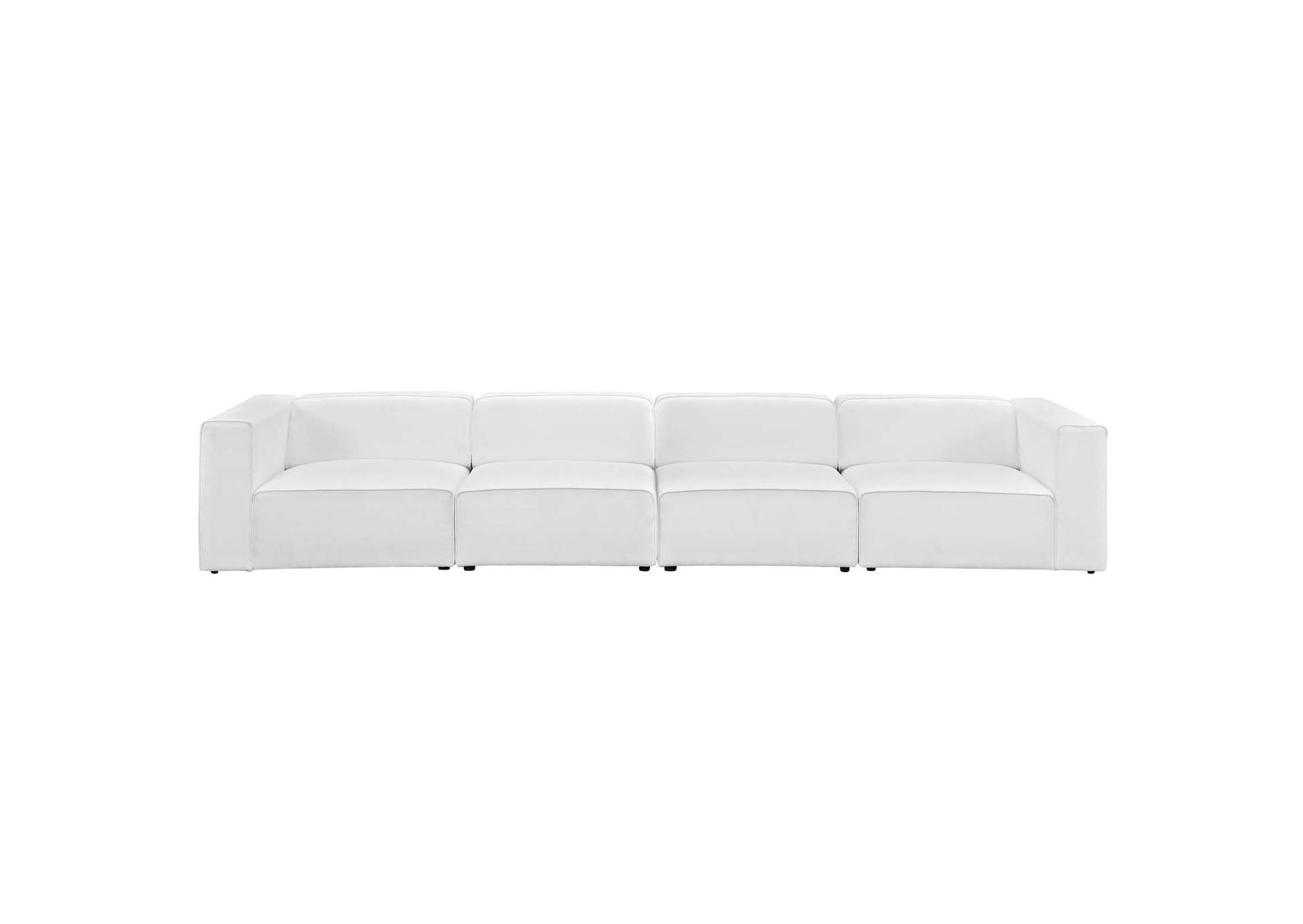 White Mingle 4 Piece Upholstered Fabric Sectional Sofa Set,Modway