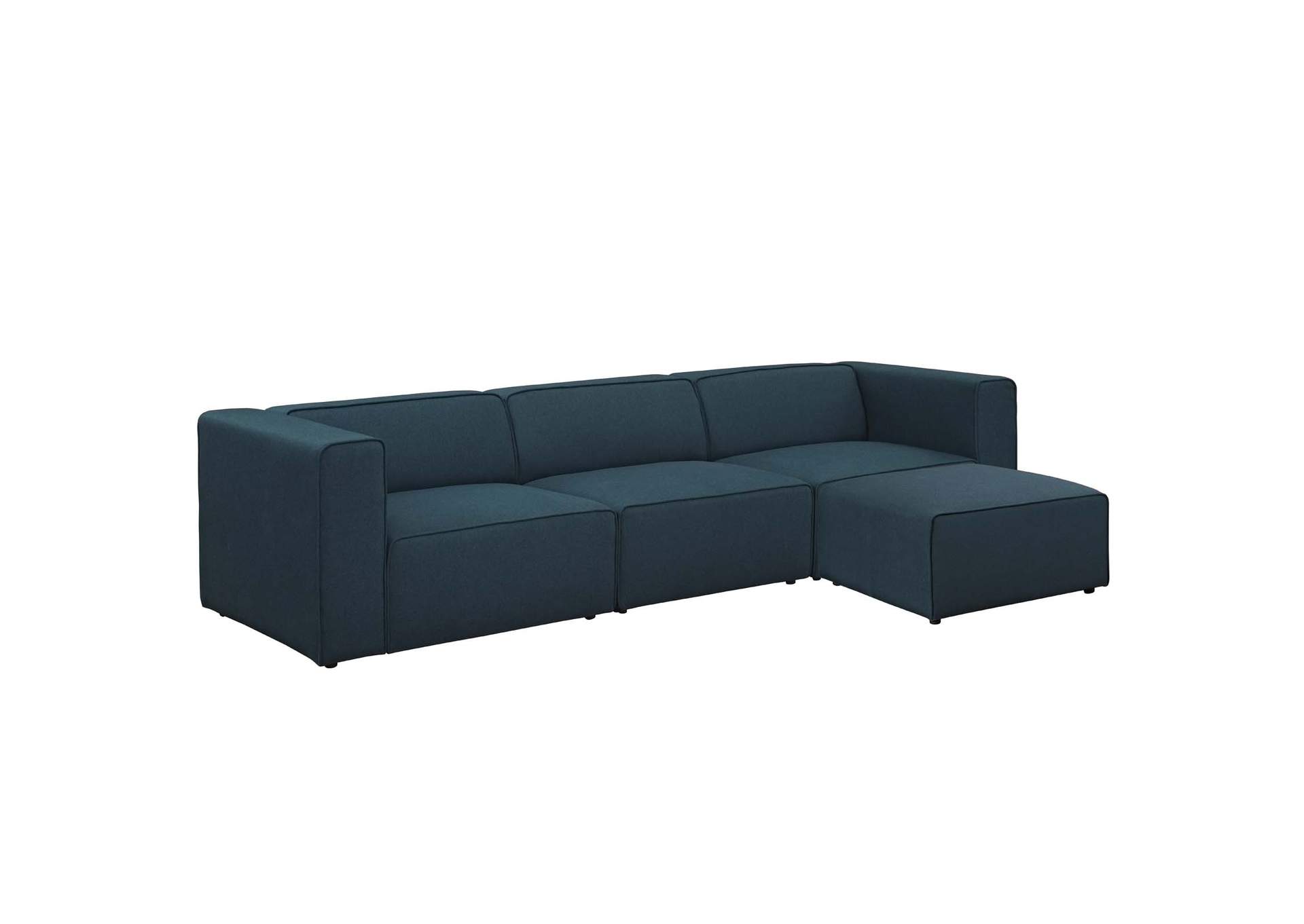 Blue Mingle 4 Piece Upholstered Fabric Sectional Sofa Set,Modway