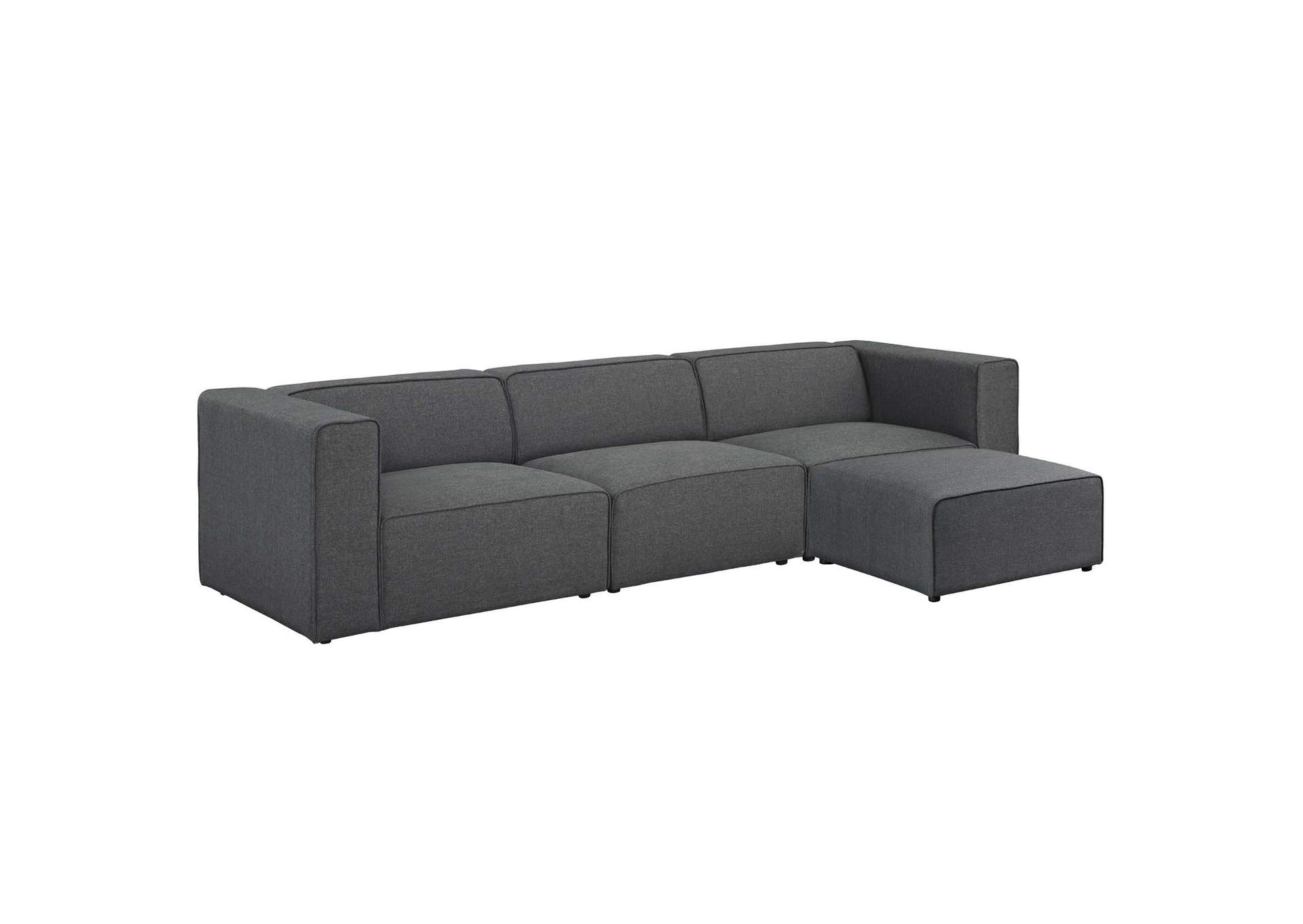 Gray Mingle 4 Piece Upholstered Fabric Sectional Sofa Set,Modway