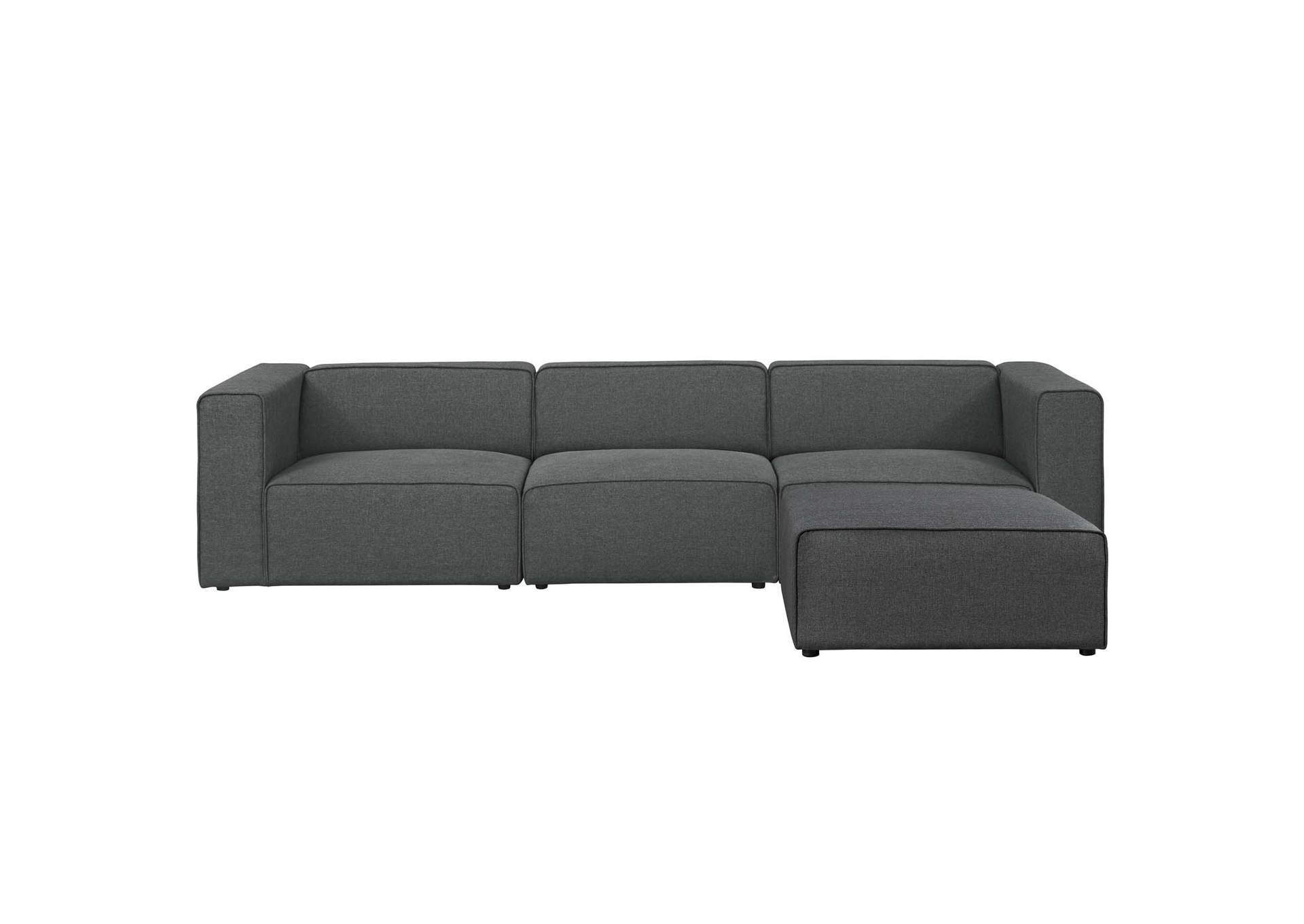 Gray Mingle 4 Piece Upholstered Fabric Sectional Sofa Set,Modway