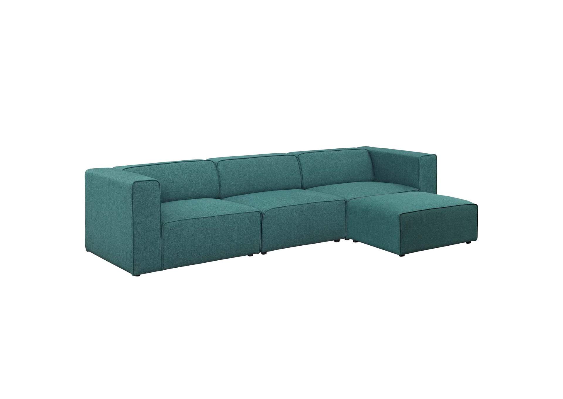 Teal Mingle 4 Piece Upholstered Fabric Sectional Sofa Set,Modway