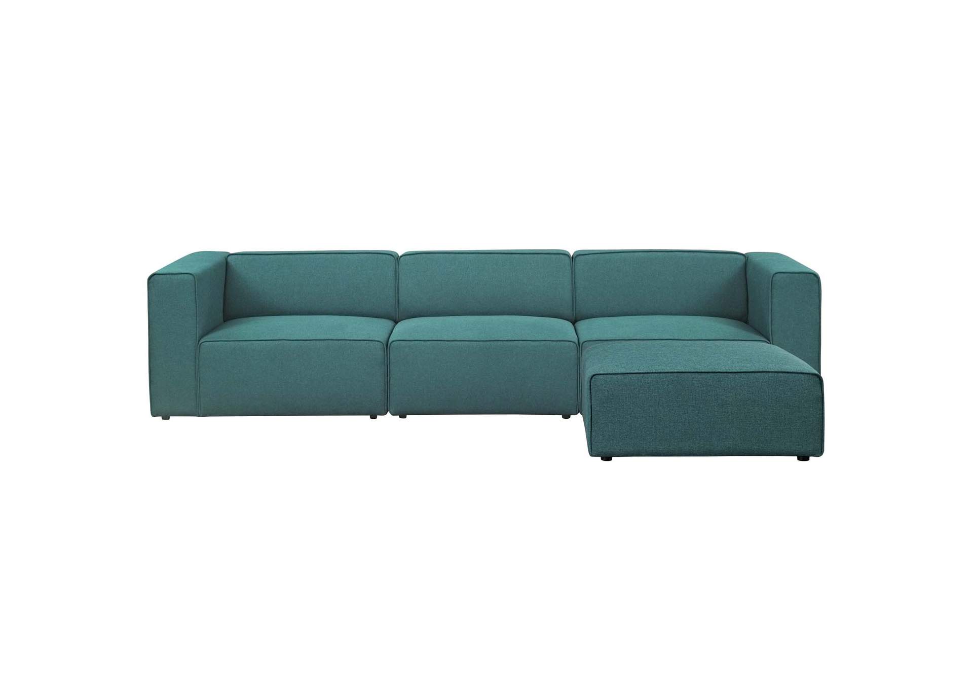 Teal Mingle 4 Piece Upholstered Fabric Sectional Sofa Set,Modway