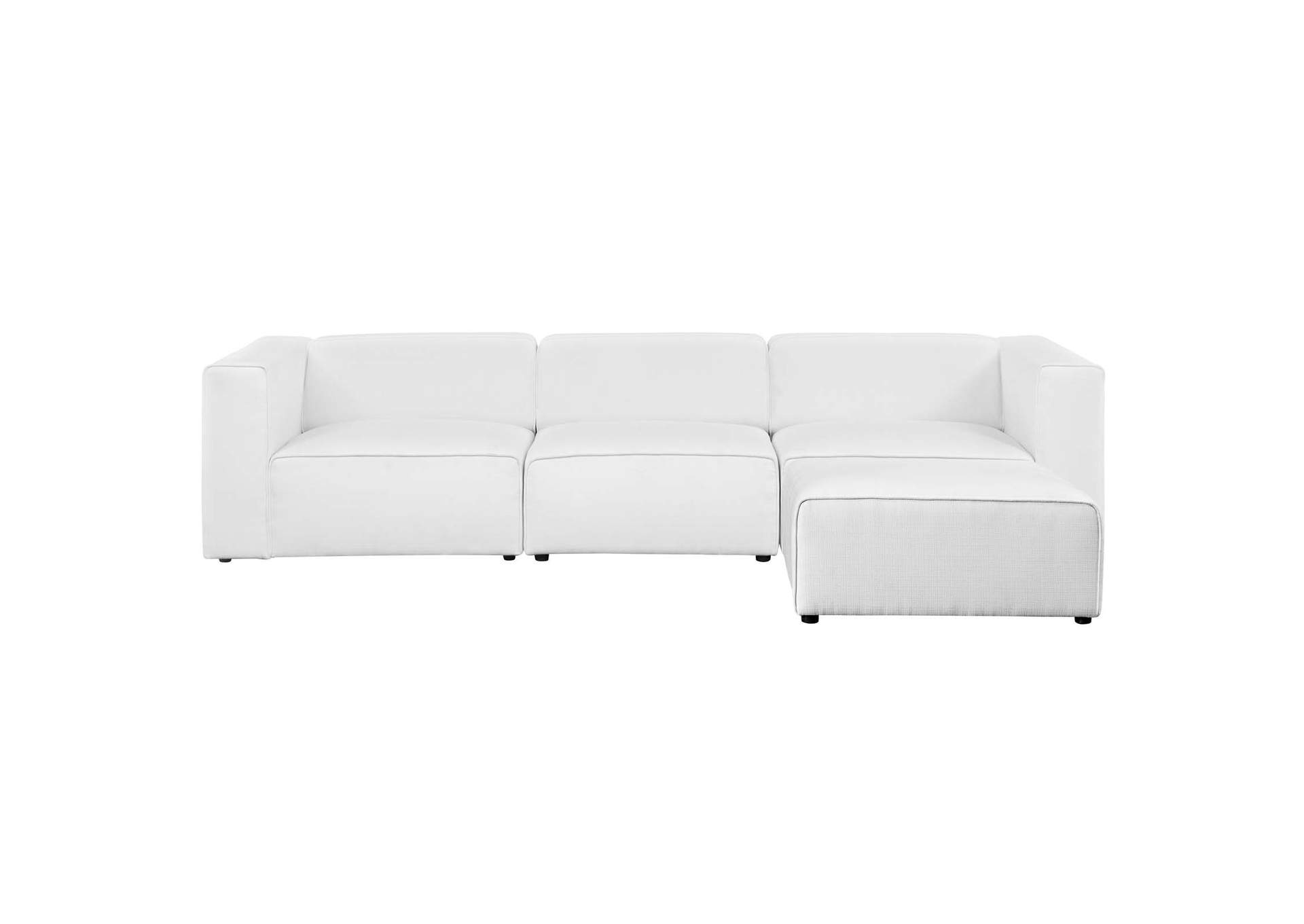 White Mingle 4 Piece Upholstered Fabric Sectional Sofa Set,Modway