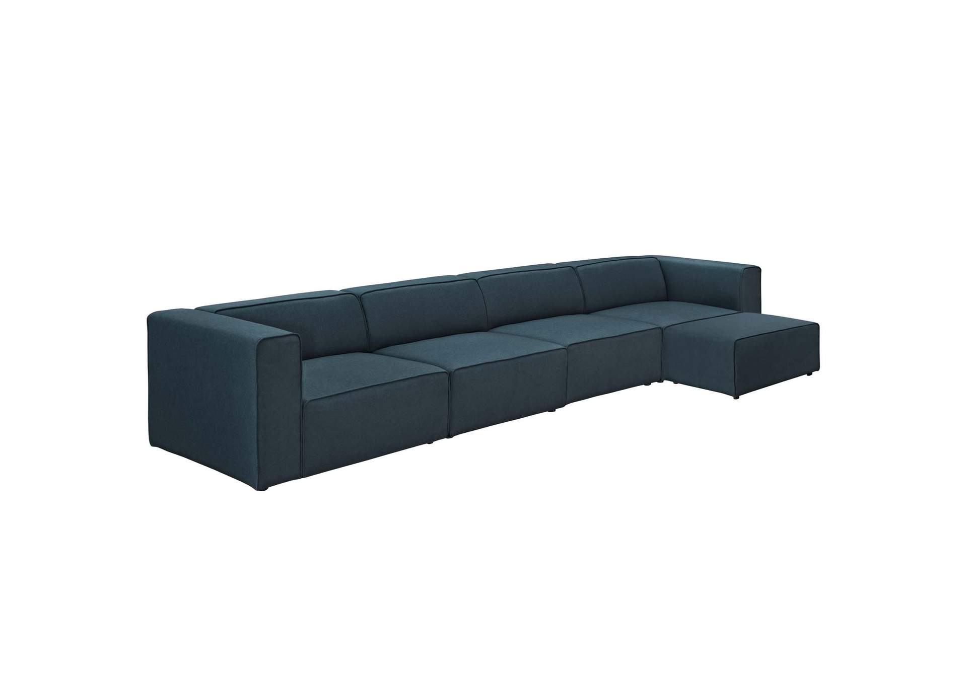 Blue Mingle 5 Piece Upholstered Fabric Sectional Sofa Set,Modway