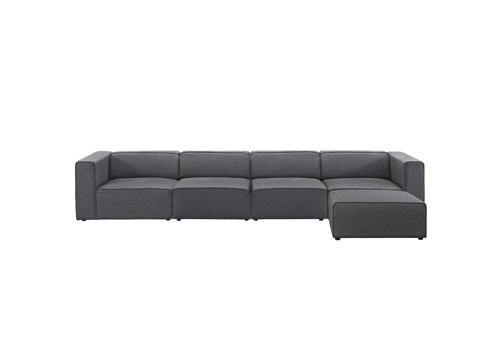Gray Mingle 5 Piece Upholstered Fabric Sectional Sofa Set,Modway
