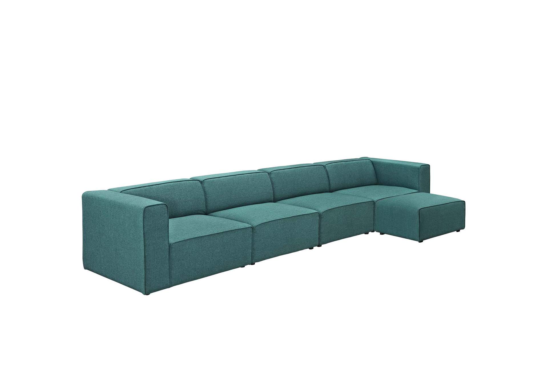 Teal Mingle 5 Piece Upholstered Fabric Sectional Sofa Set,Modway