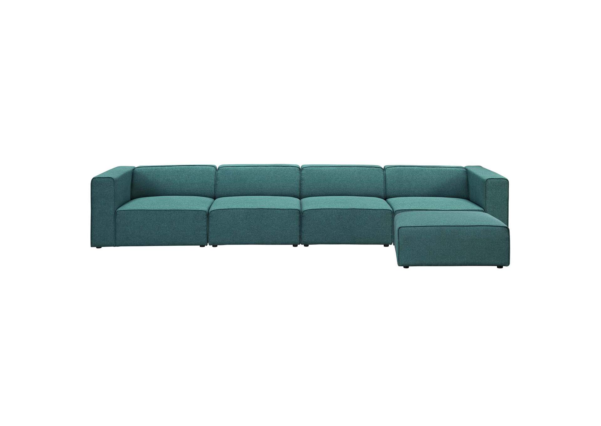 Teal Mingle 5 Piece Upholstered Fabric Sectional Sofa Set,Modway