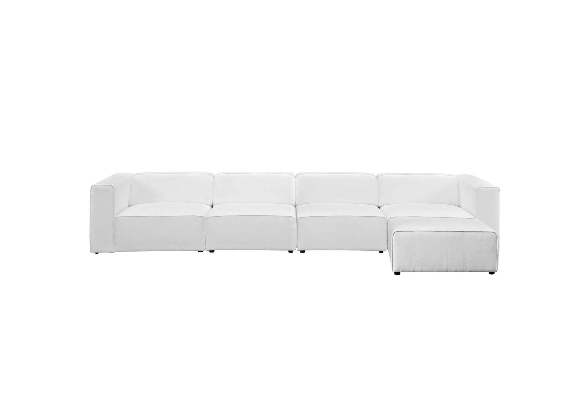 White Mingle 5 Piece Upholstered Fabric Sectional Sofa Set,Modway