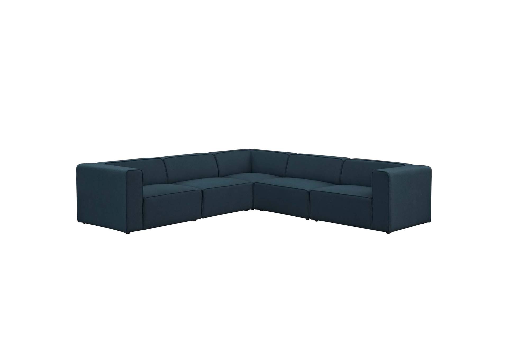 Blue Mingle 5 Piece Upholstered Fabric Sectional Sofa Set,Modway