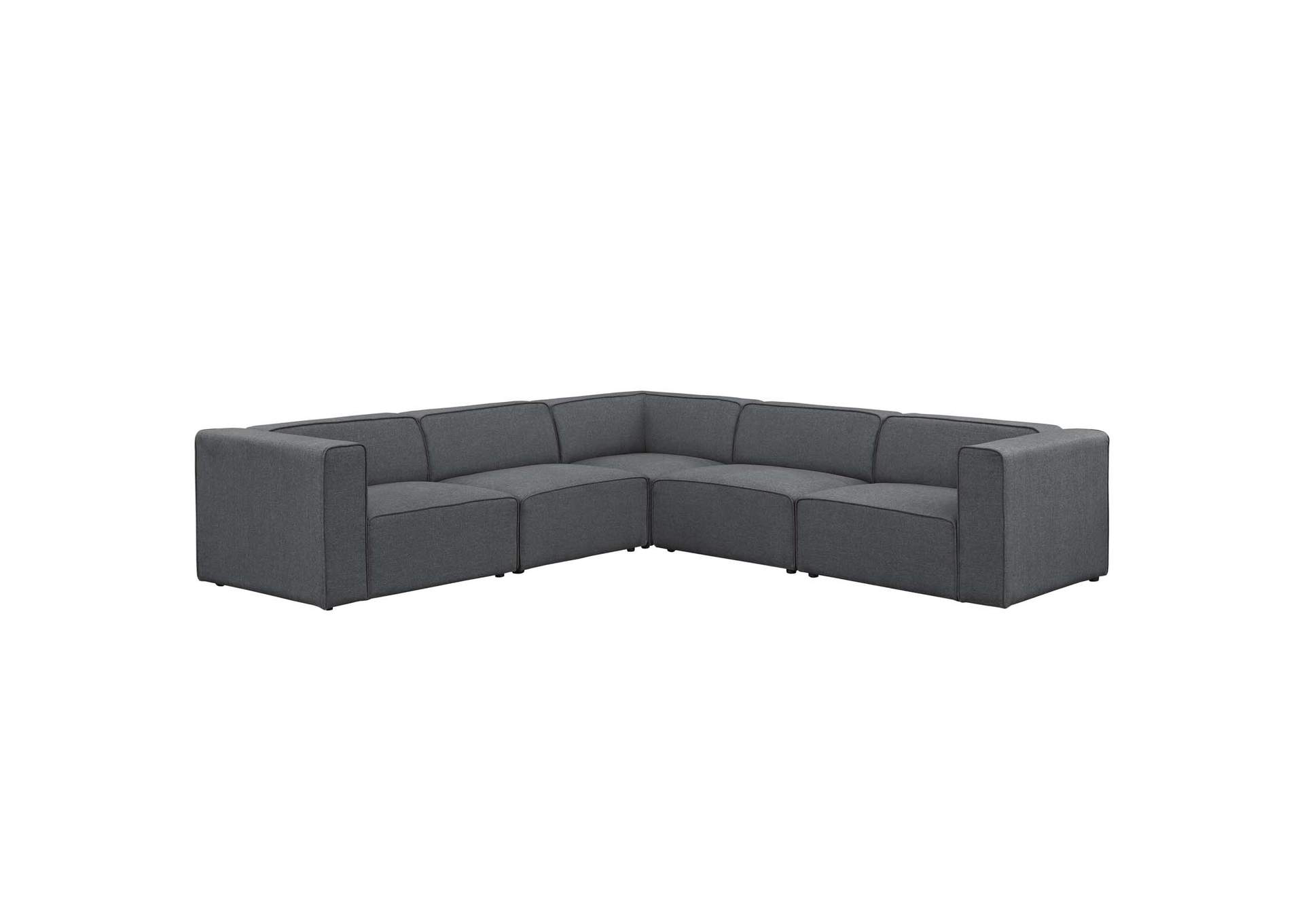 Gray Mingle 5 Piece Upholstered Fabric Sectional Sofa Set,Modway