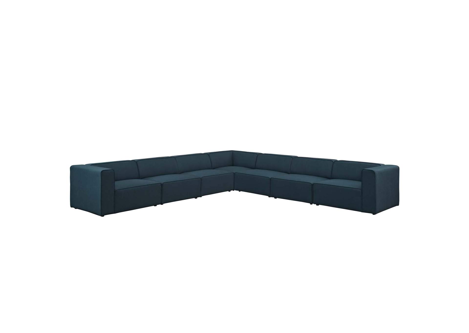 Blue Mingle 7 Piece Upholstered Fabric Sectional Sofa Set,Modway