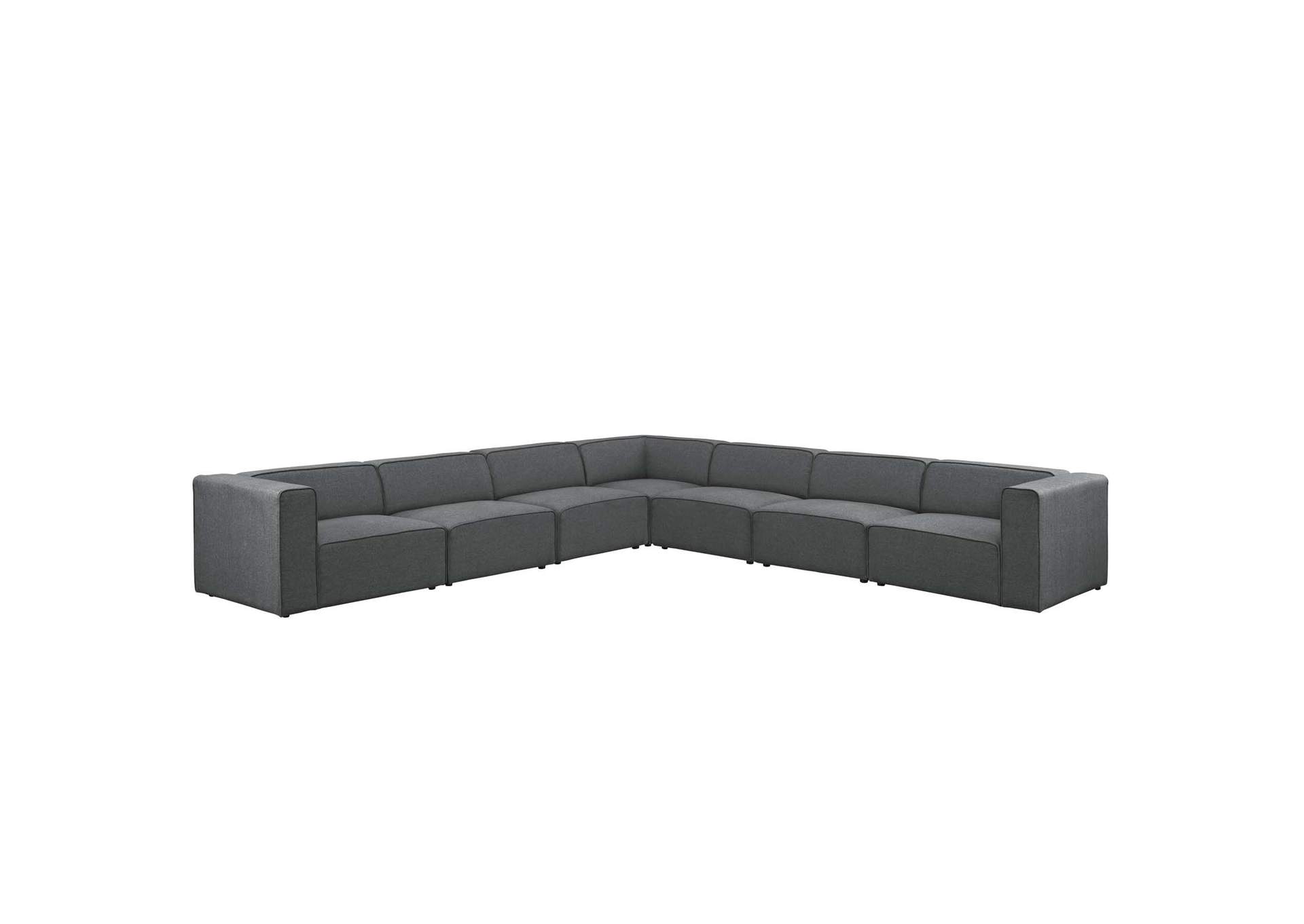 Gray Mingle 7 Piece Upholstered Fabric Sectional Sofa Set,Modway