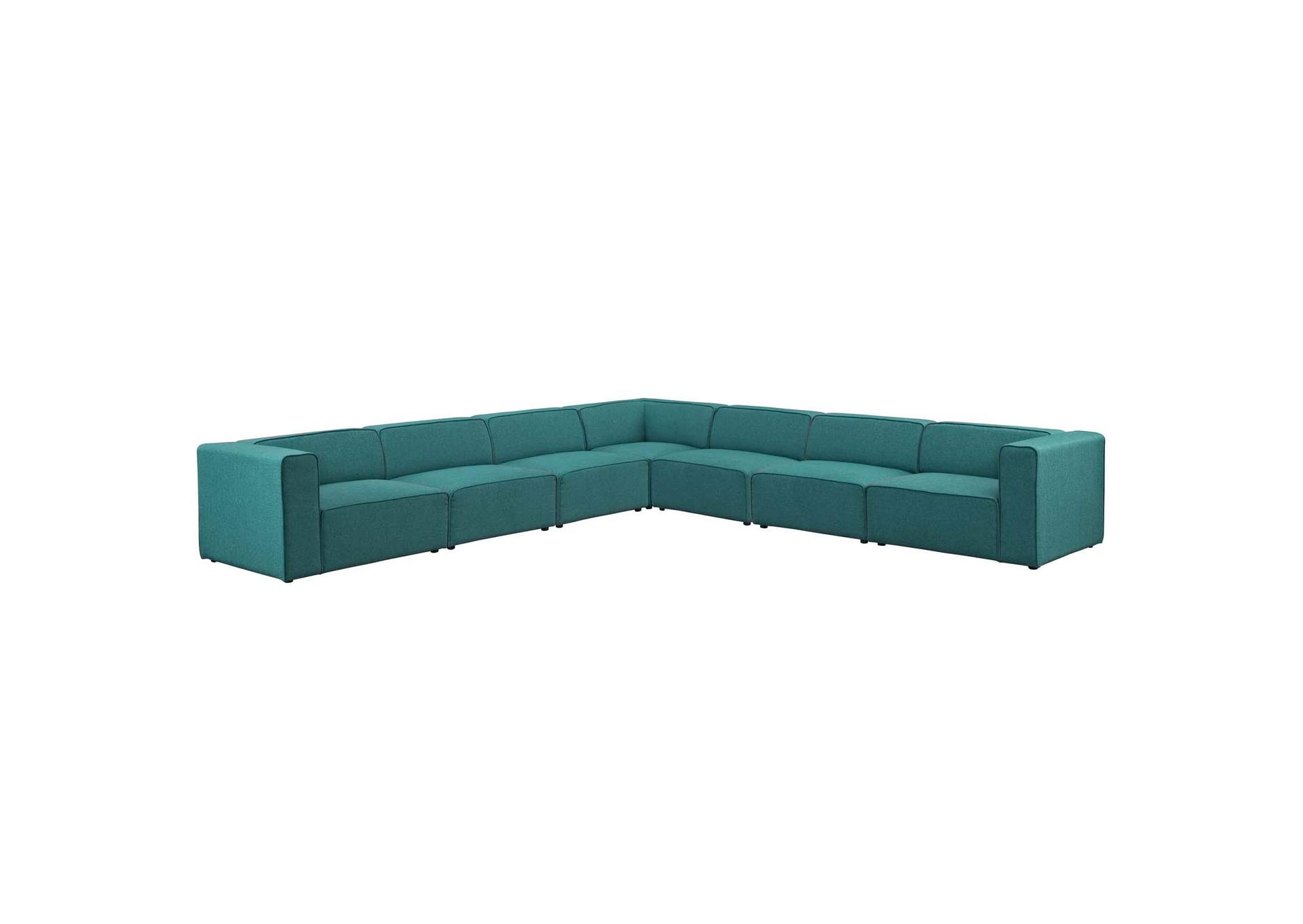 Teal Mingle 7 Piece Upholstered Fabric Sectional Sofa Set,Modway