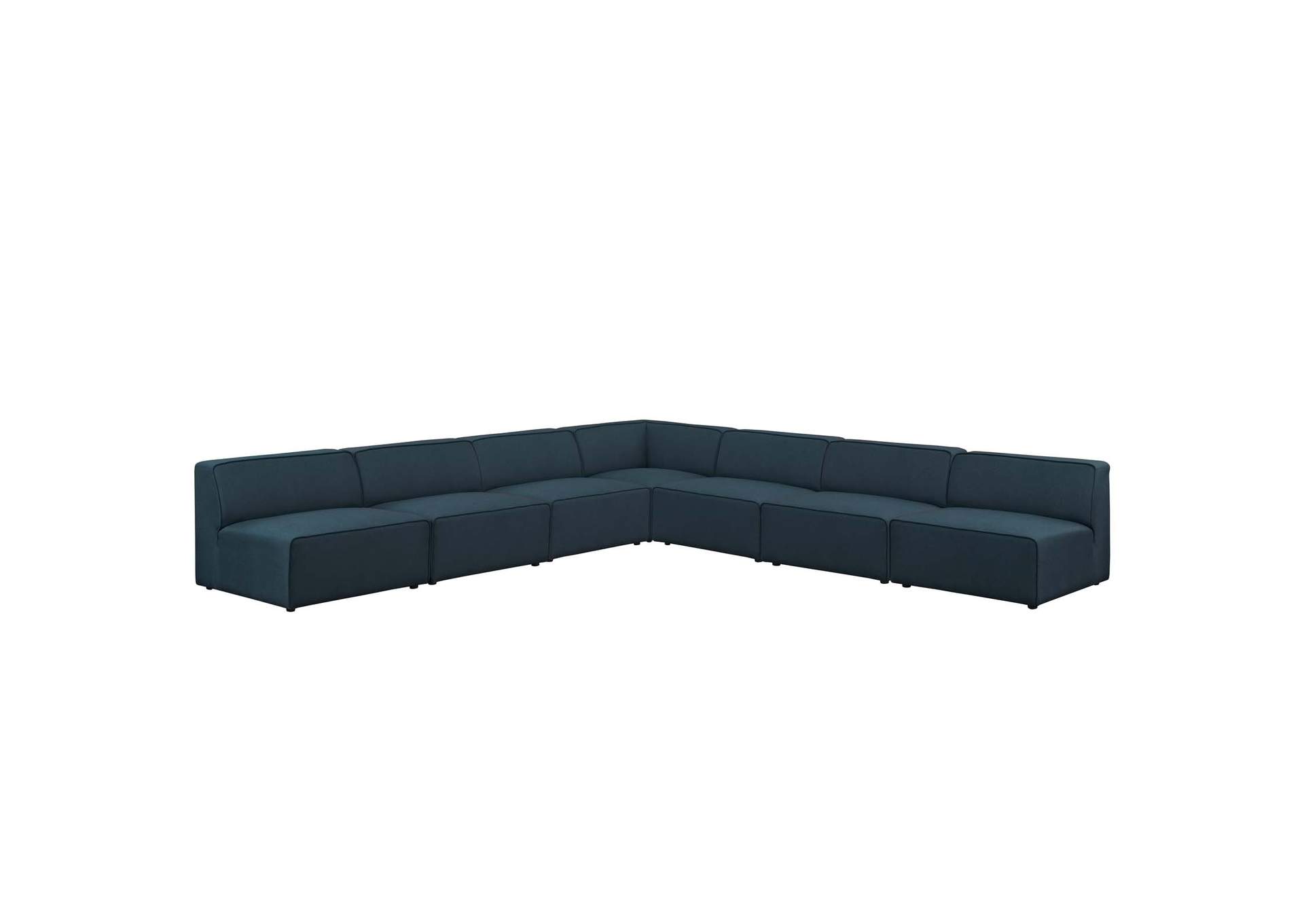 Blue Mingle 7 Piece Upholstered Fabric Sectional Sofa Set,Modway