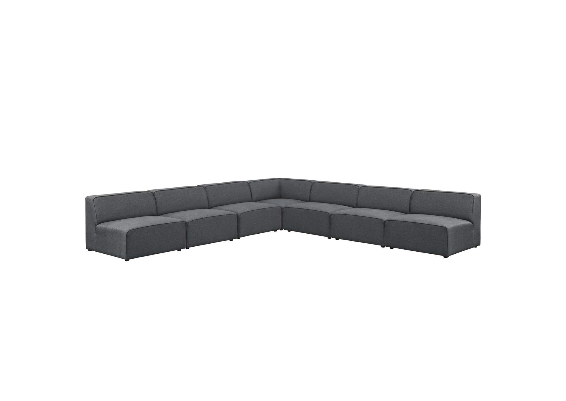 Gray Mingle 7 Piece Upholstered Fabric Sectional Sofa Set,Modway
