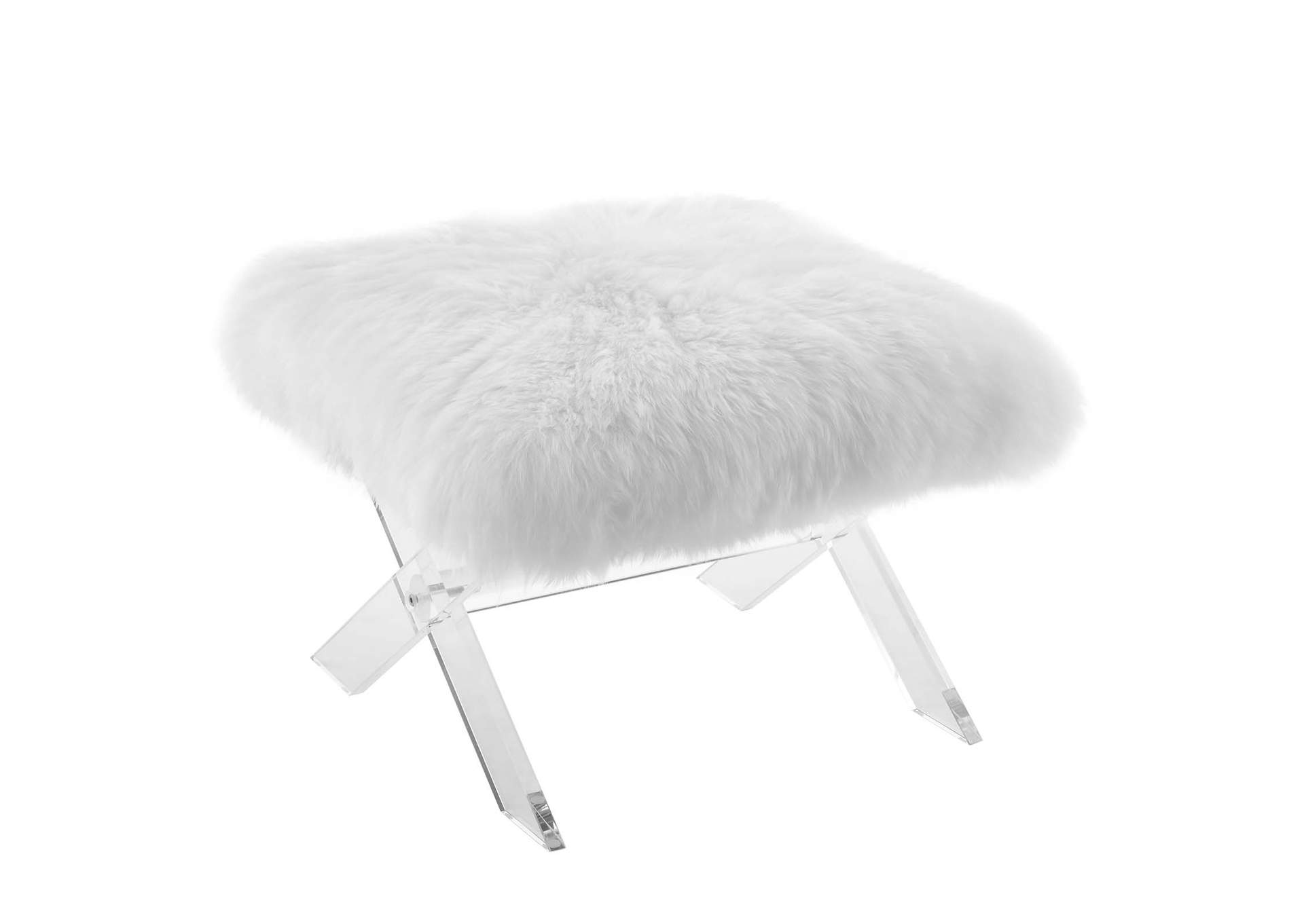 Clear White Swift Sheepskin Bench,Modway
