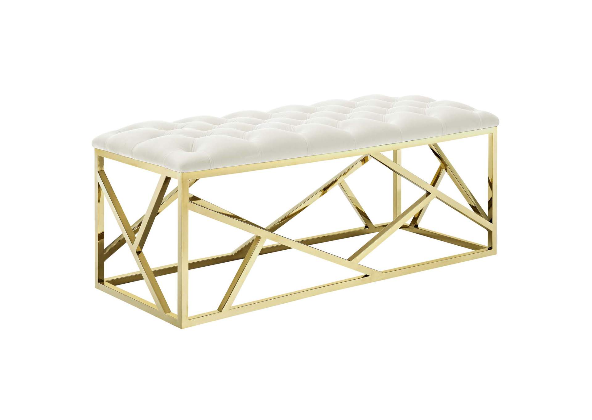 Gold Ivory Intersperse Bench,Modway