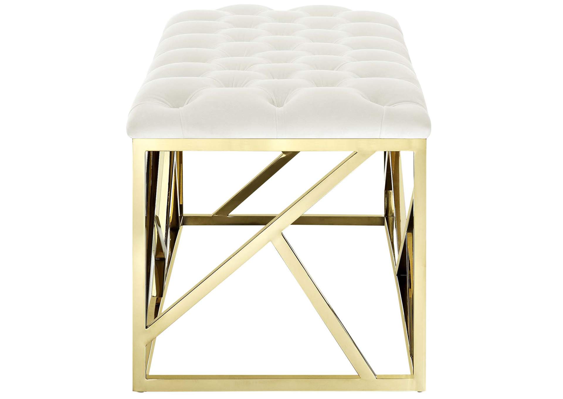 Gold Ivory Intersperse Bench,Modway