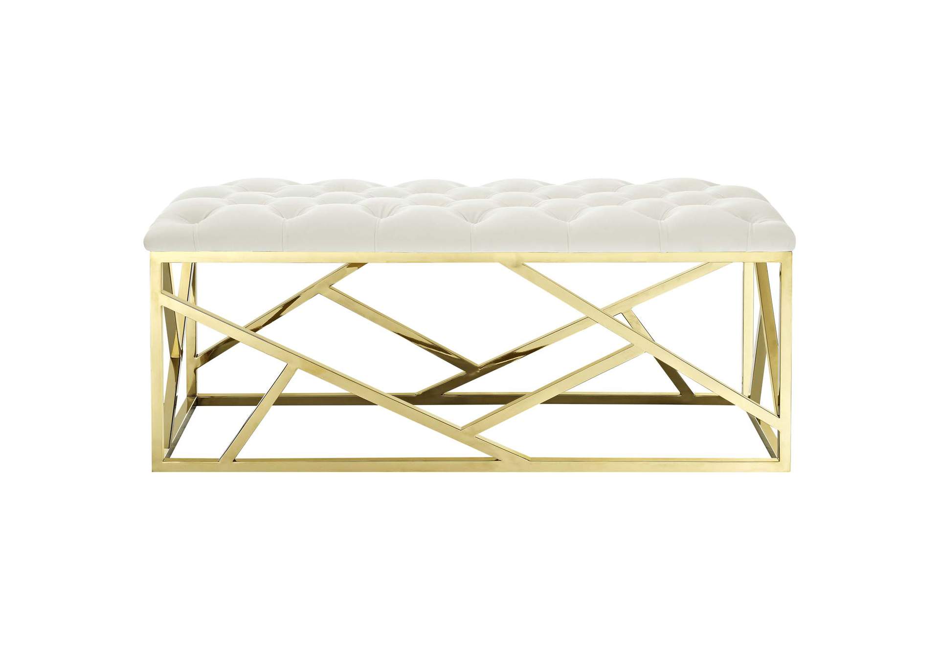Gold Ivory Intersperse Bench,Modway
