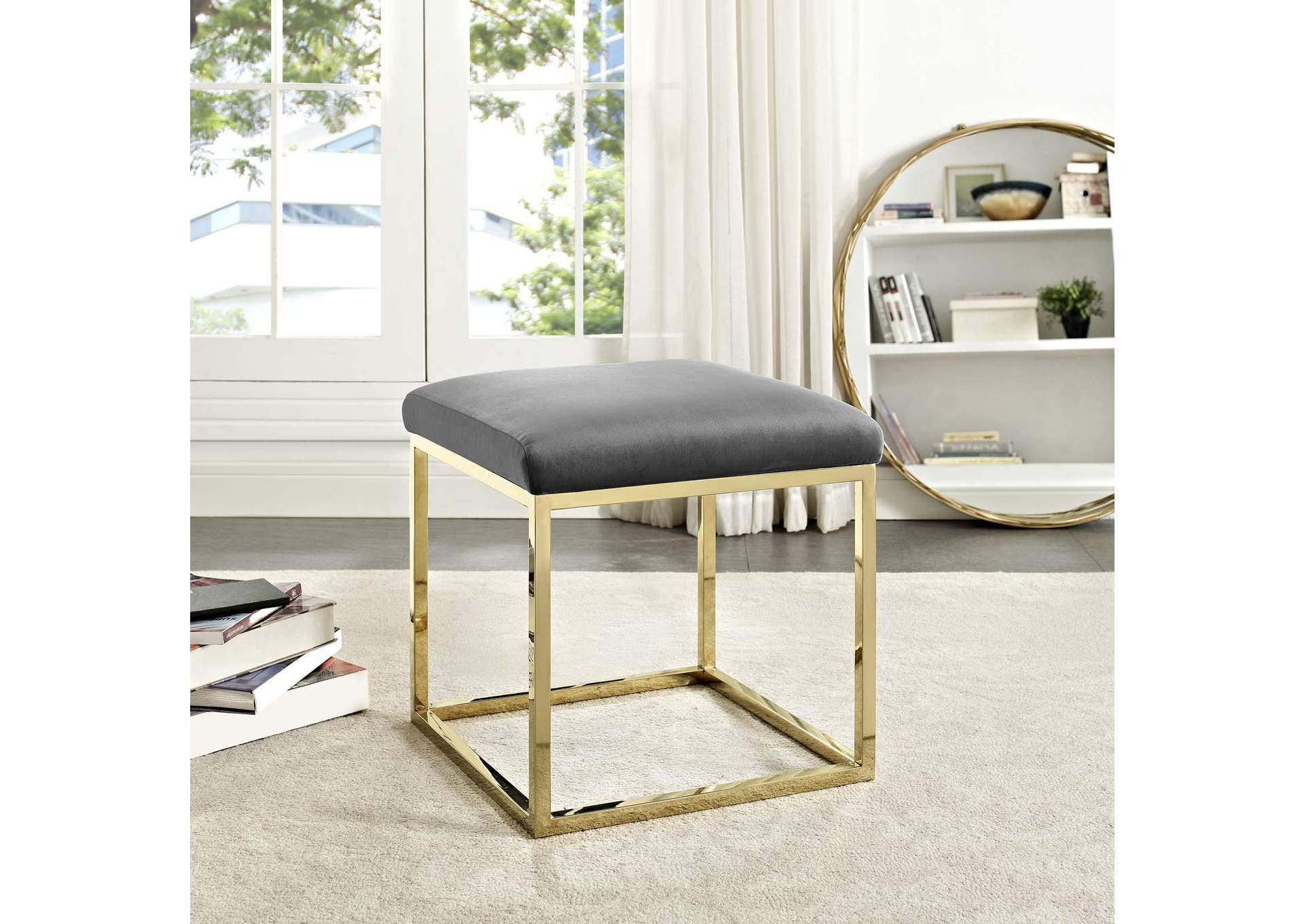Gold Gray Anticipate Ottoman,Modway