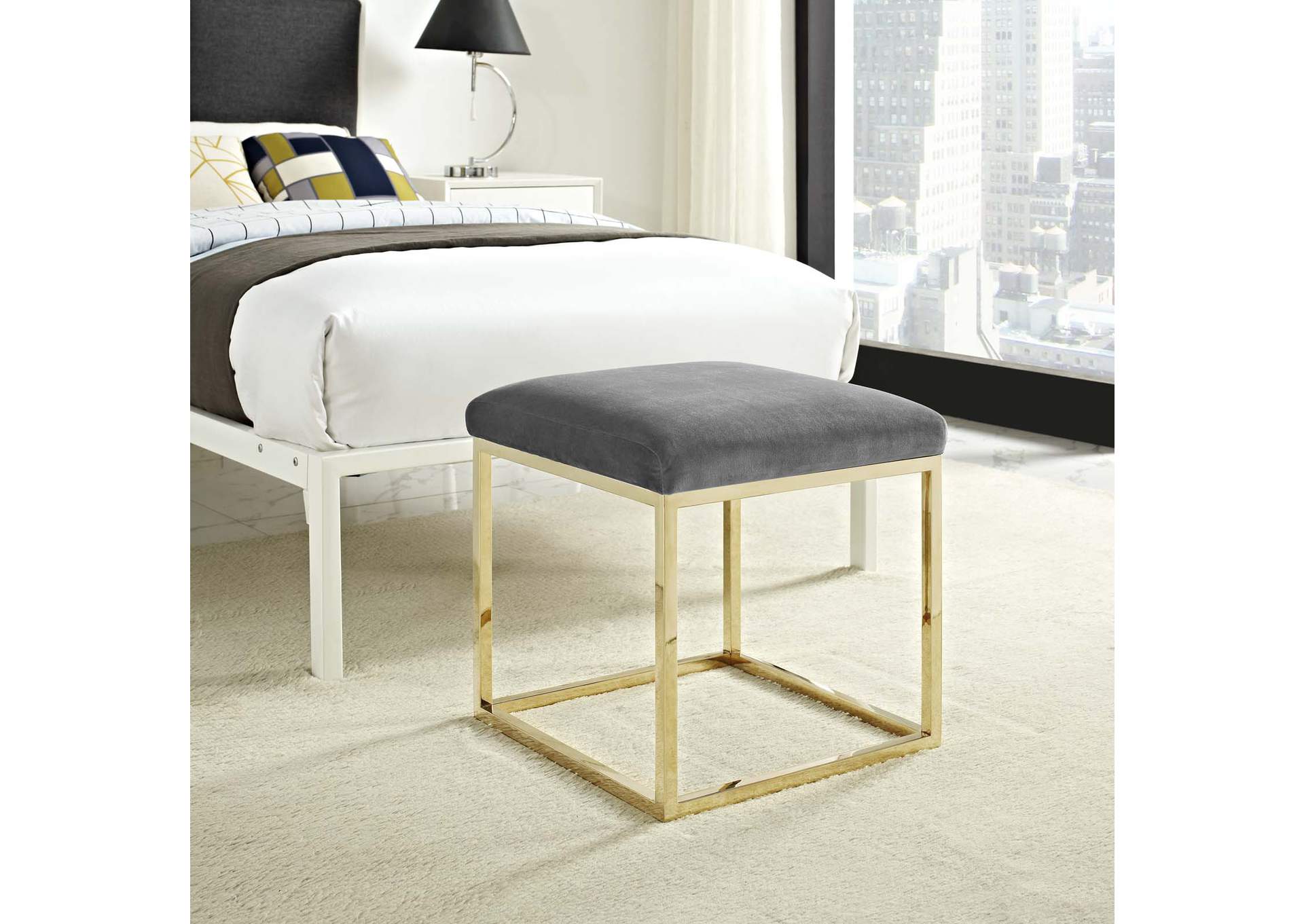 Gold Gray Anticipate Ottoman,Modway