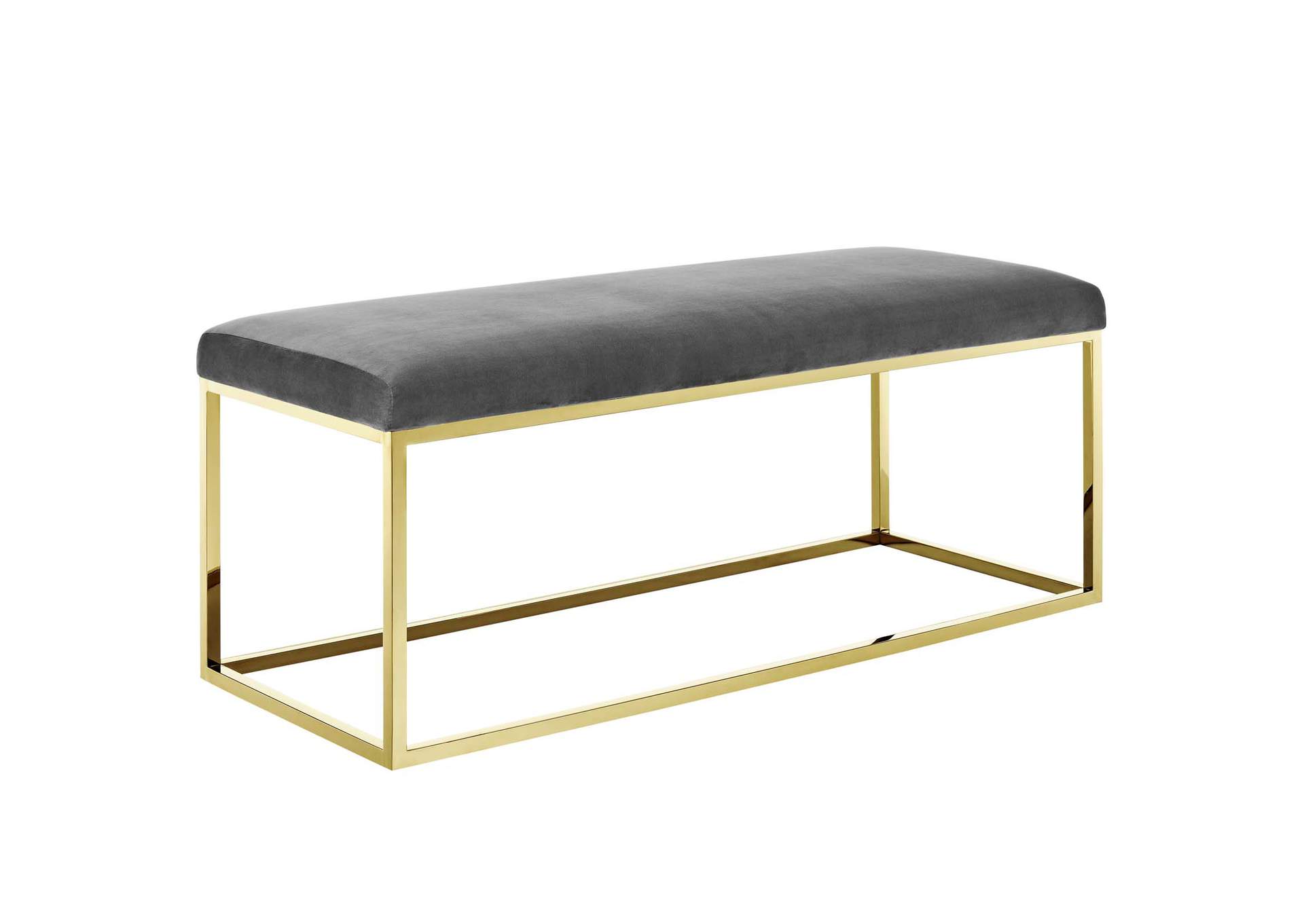 Gold Gray Anticipate Fabric Bench,Modway