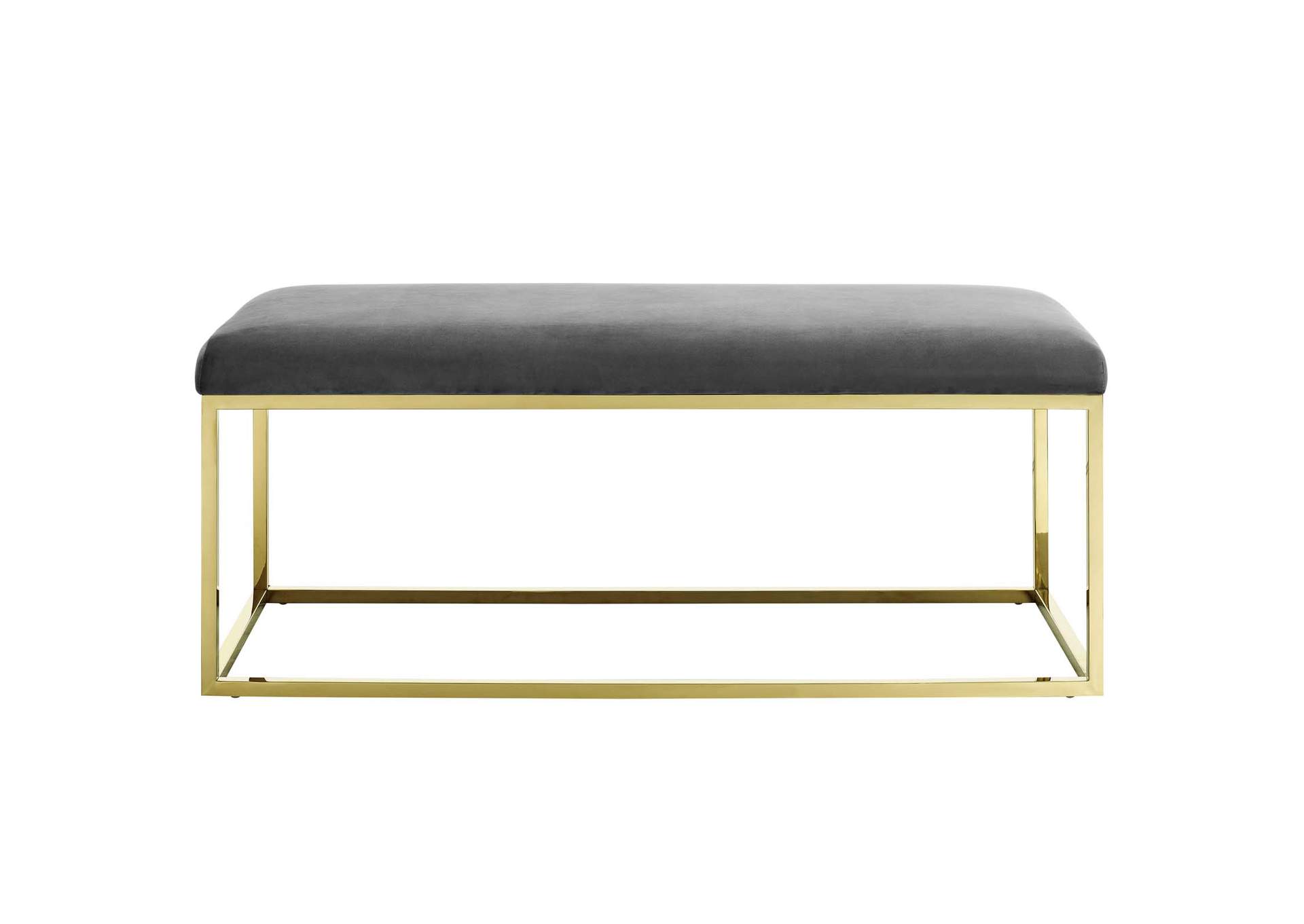 Gold Gray Anticipate Fabric Bench,Modway