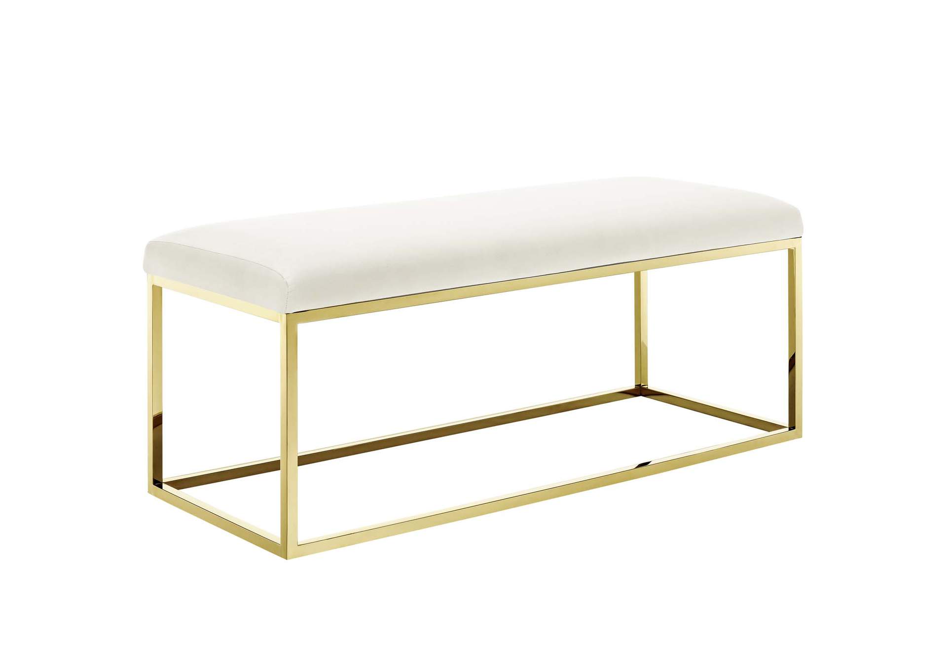 Gold Ivory Anticipate Fabric Bench,Modway