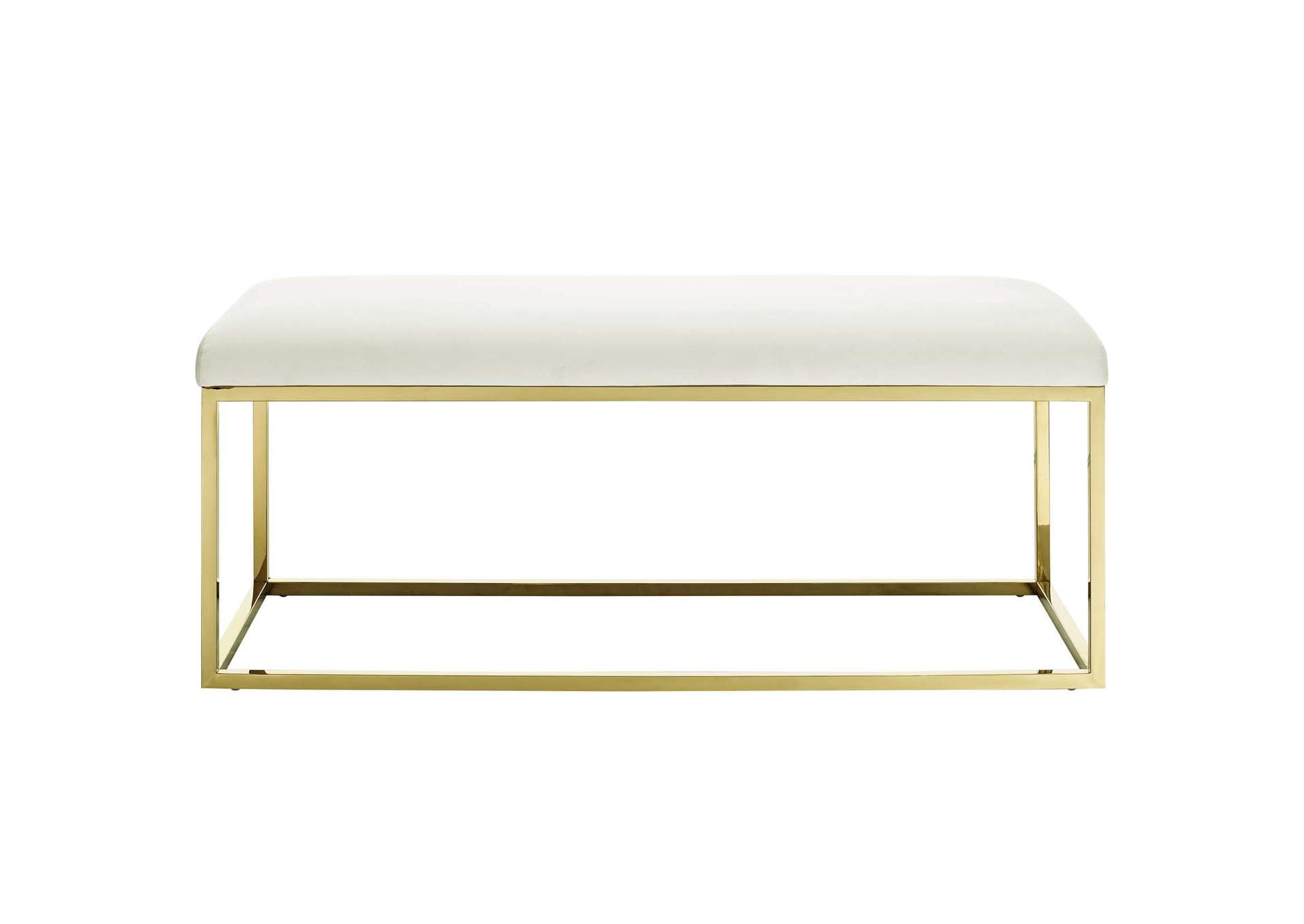 Gold Ivory Anticipate Fabric Bench,Modway