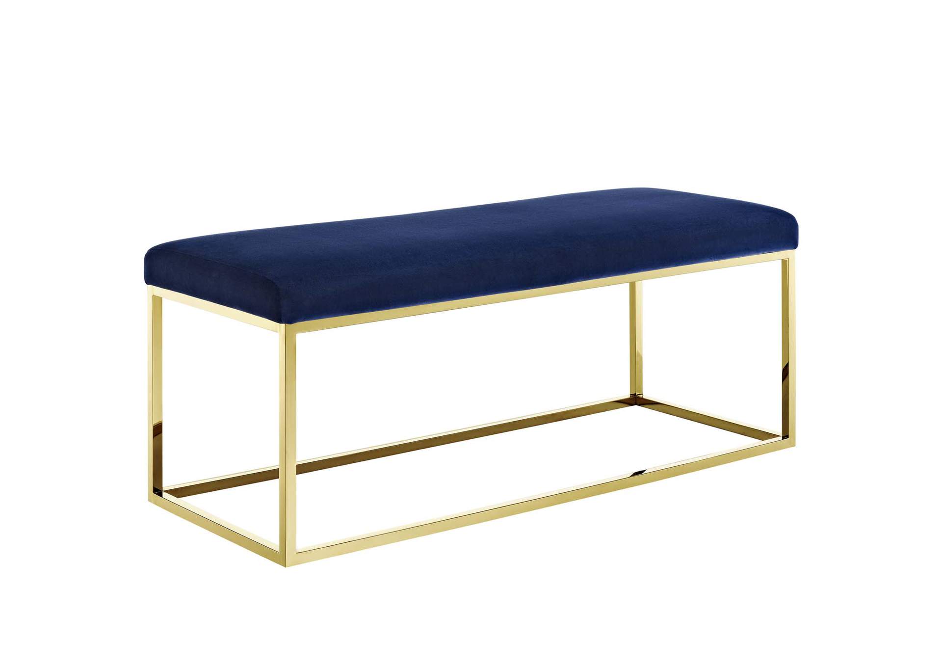 Gold Navy Anticipate Fabric Bench,Modway