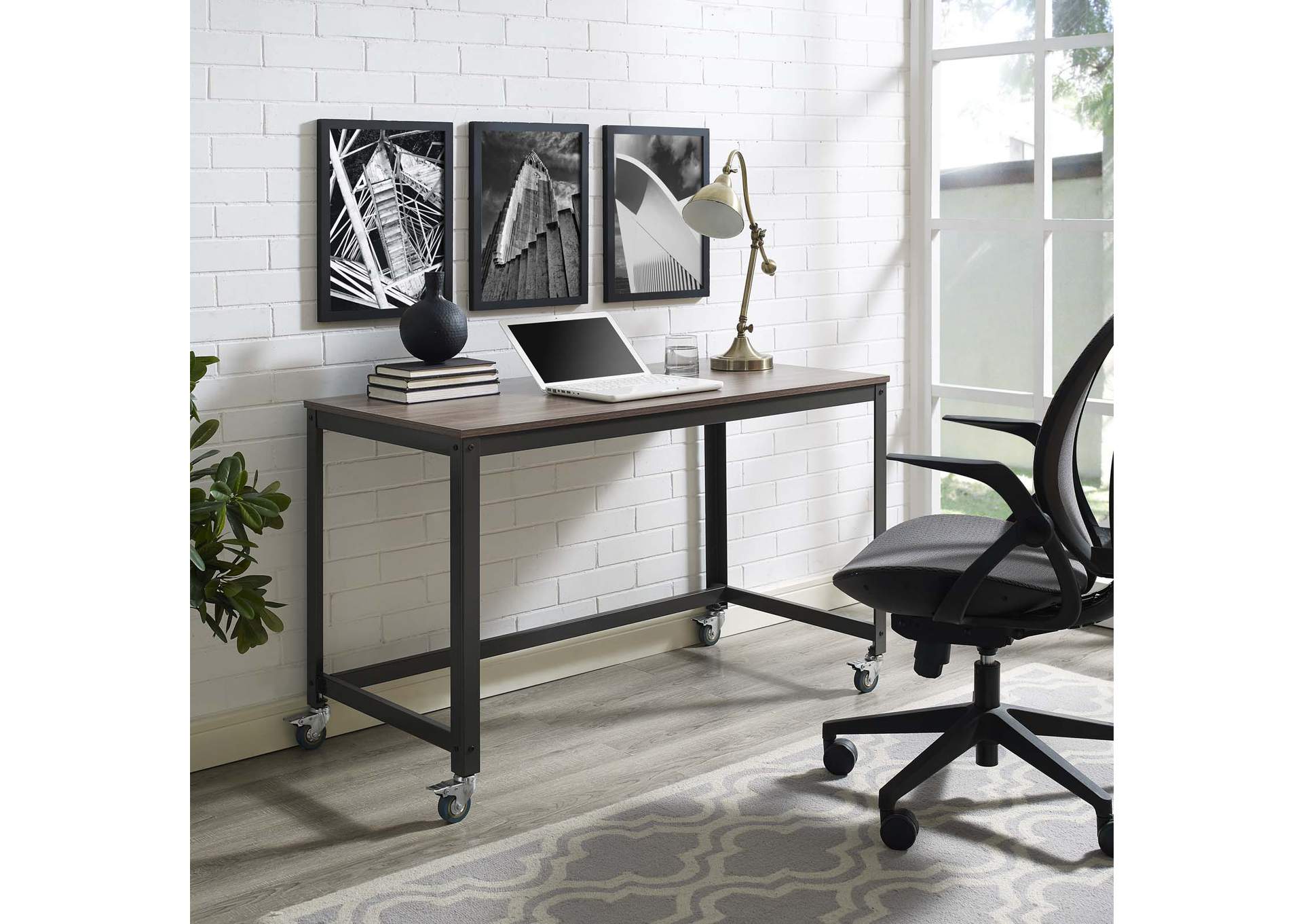 Gray Walnut Vivify Computer Office Desk,Modway