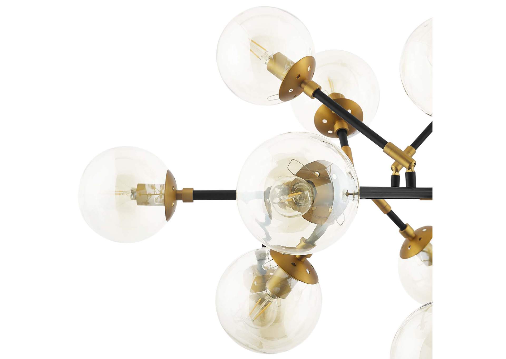 Sparkle Amber Glass And Antique Brass 18 Light Mid-Century Pendant Chandelier,Modway