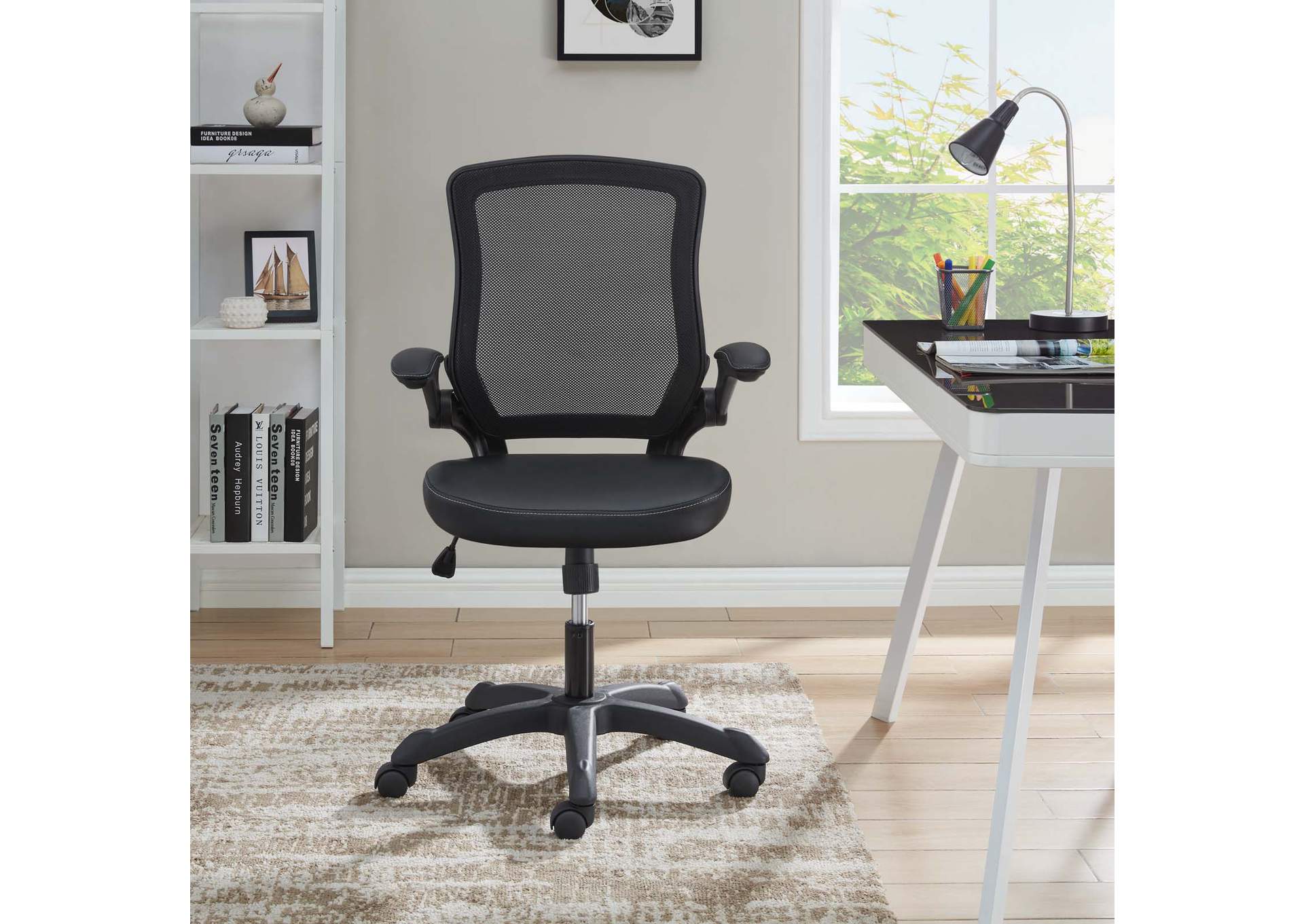 Black Veer Vinyl Office Chair,Modway