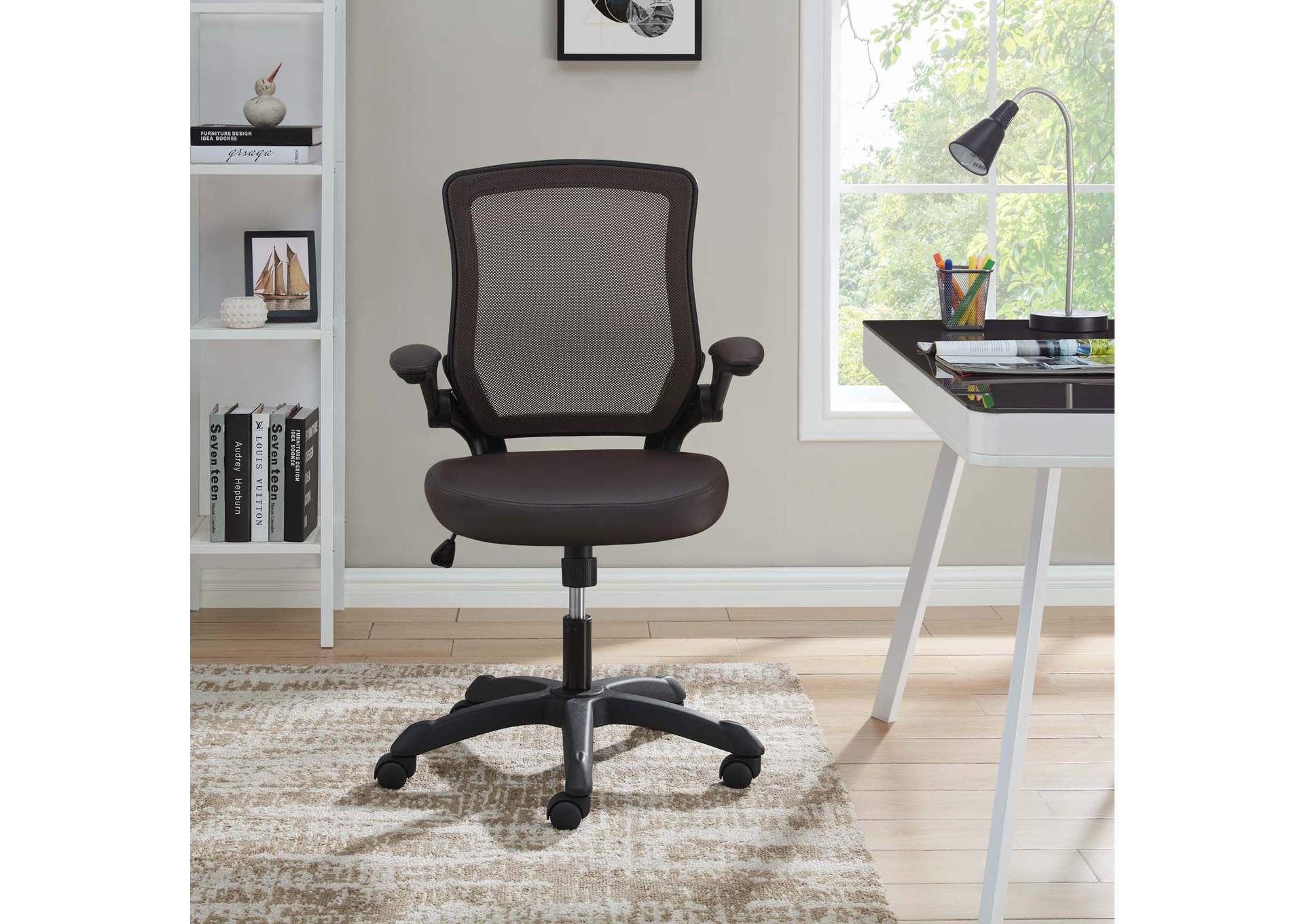 Brown Veer Vinyl Office Chair,Modway