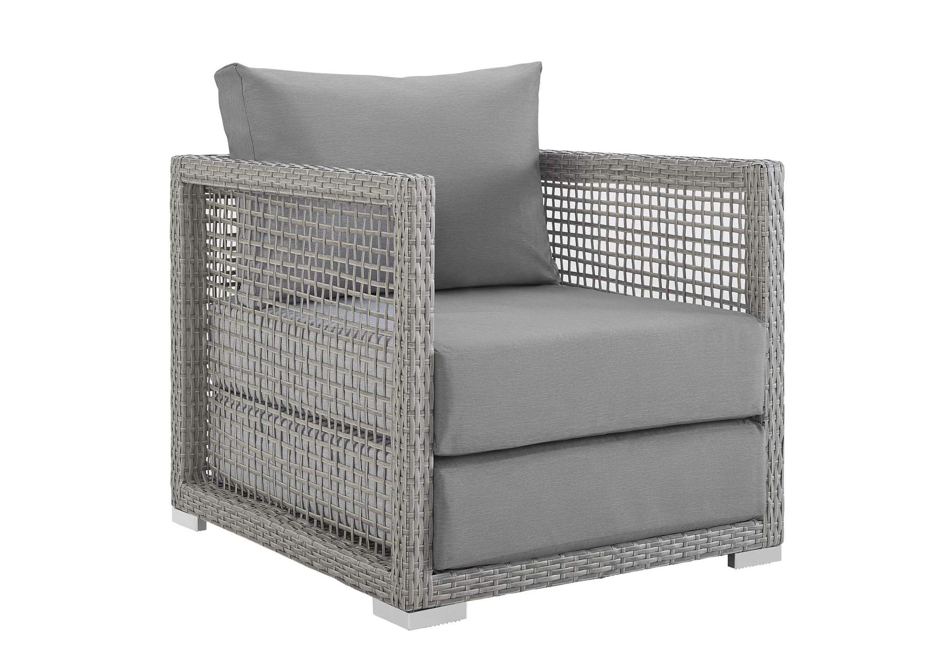 Gray Gray Aura Rattan Outdoor Patio Armchair,Modway