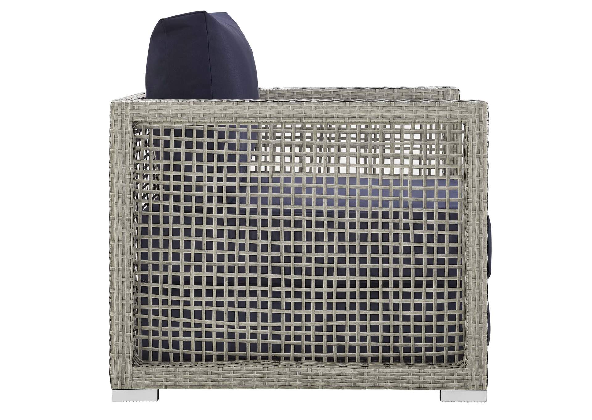 Gray Navy Aura Rattan Outdoor Patio Armchair,Modway