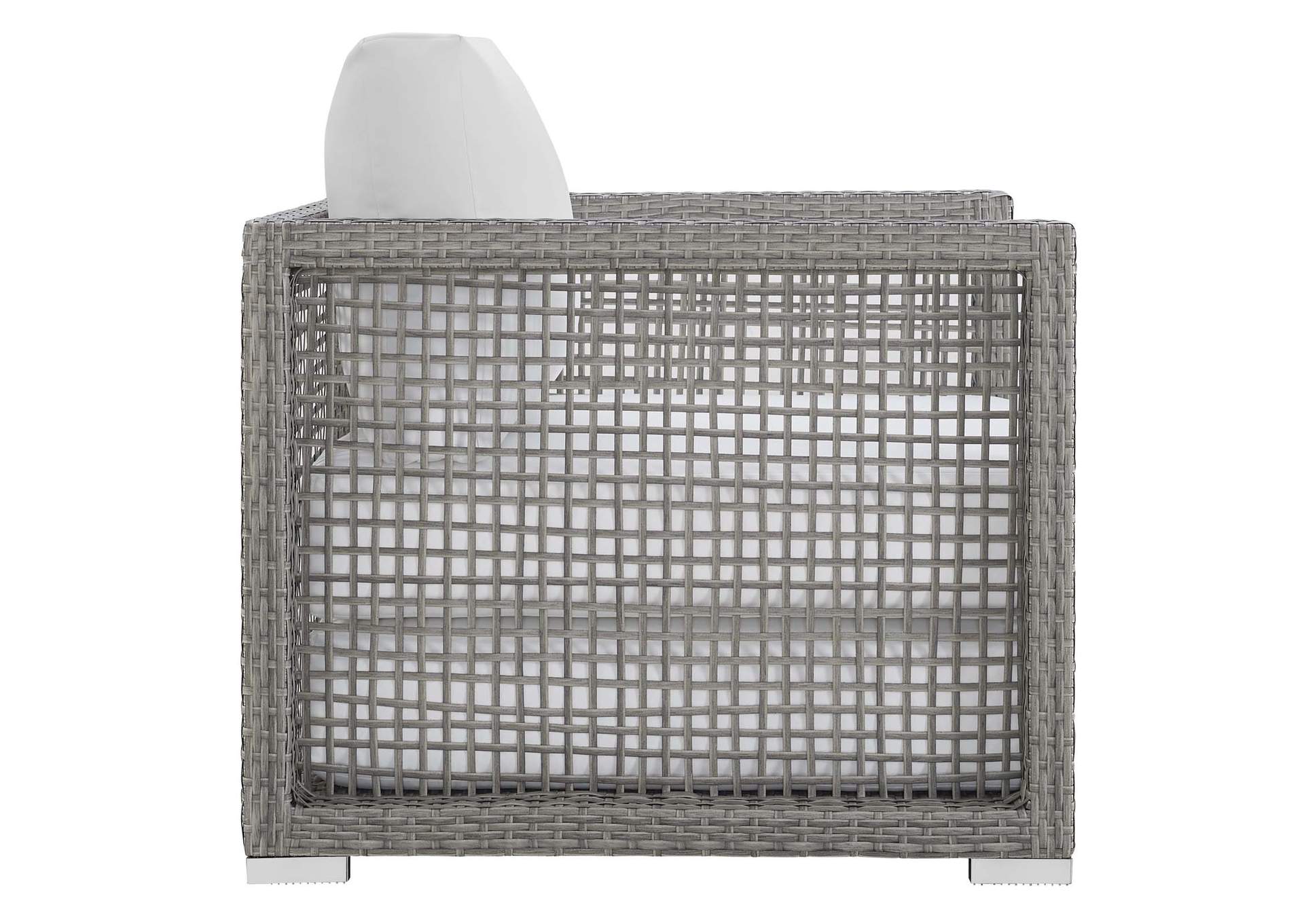 Gray White Aura Rattan Outdoor Patio Armchair,Modway