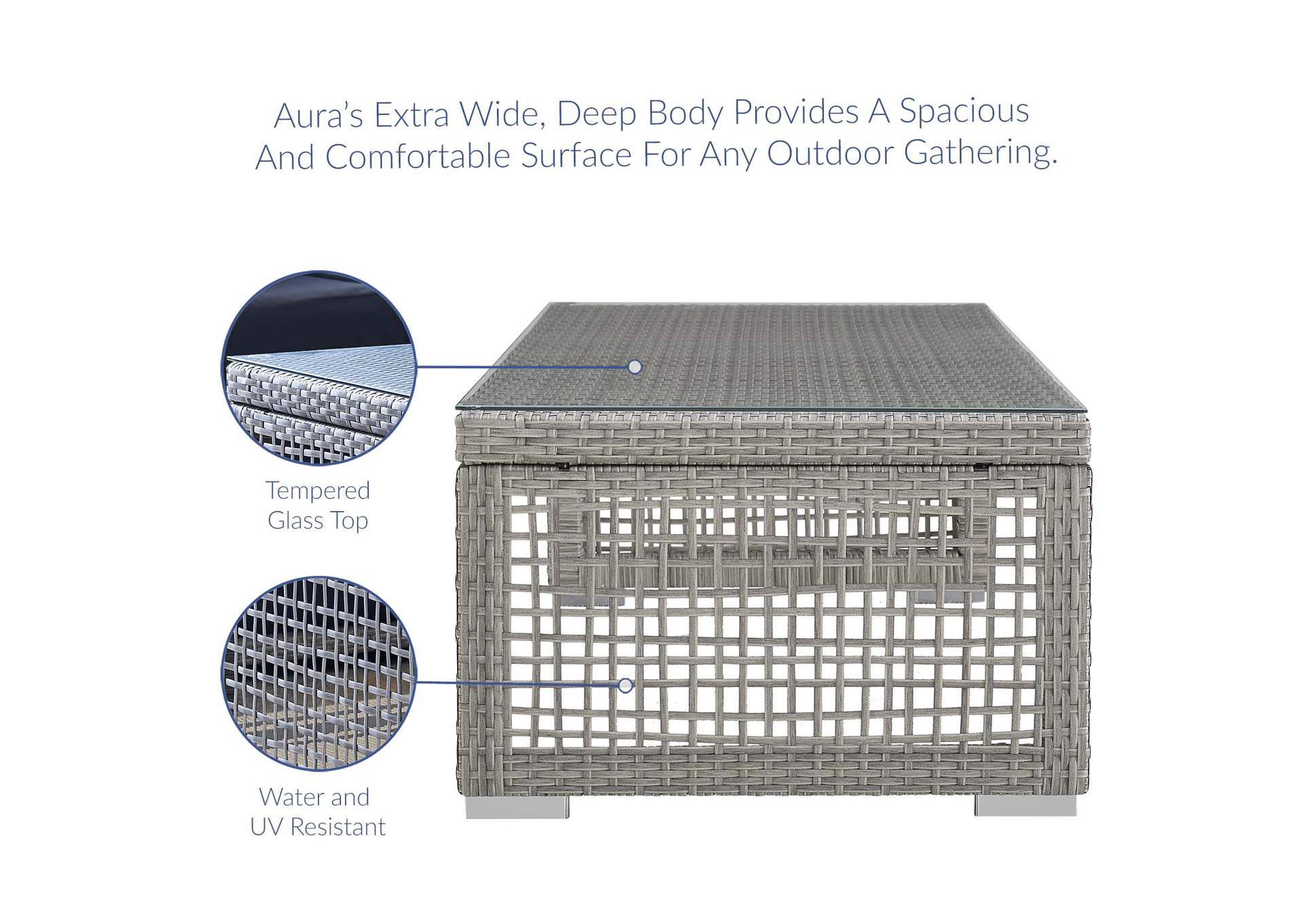 Gray Aura Rattan Outdoor Patio Coffee Table,Modway