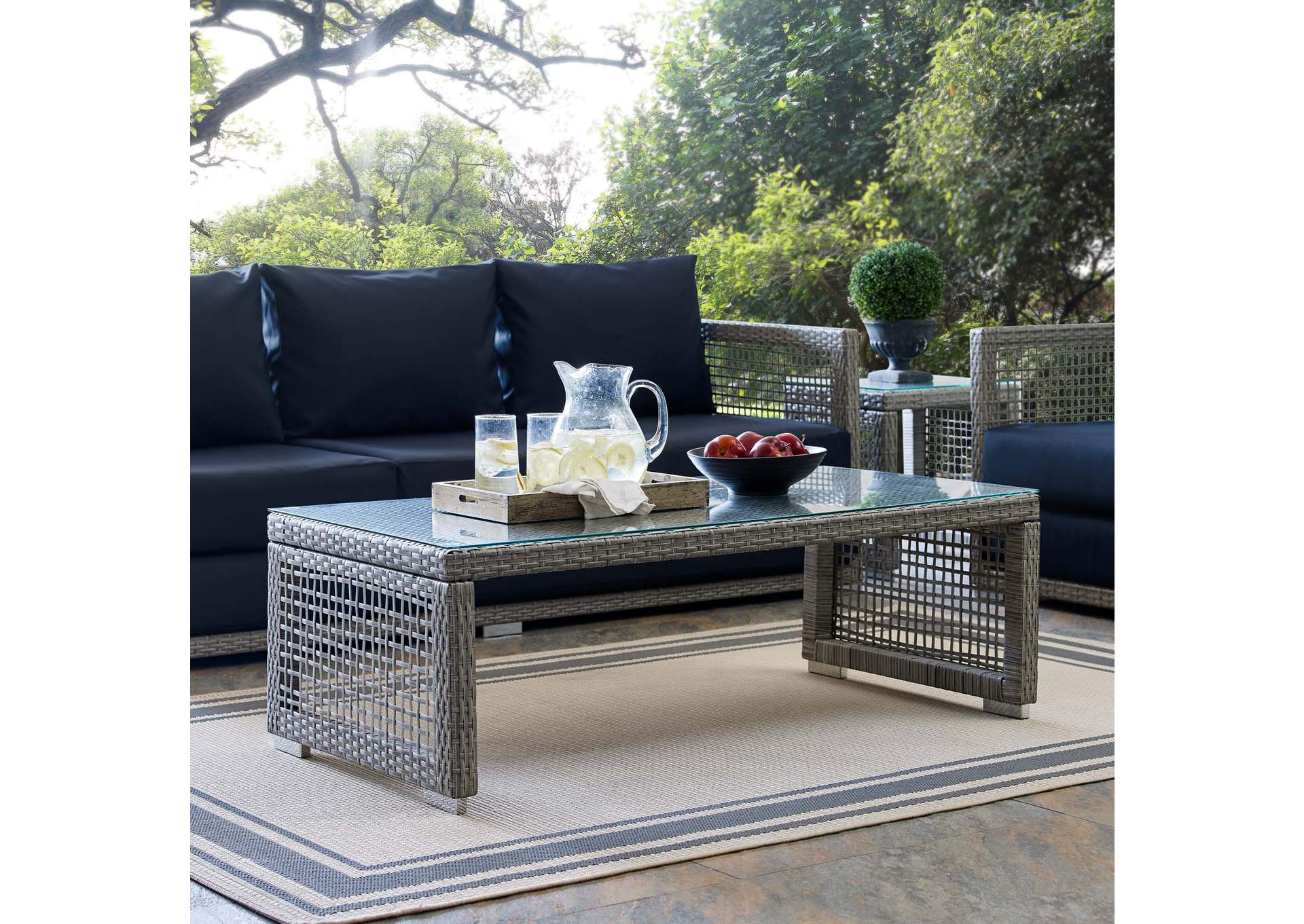 Gray Aura Rattan Outdoor Patio Coffee Table,Modway