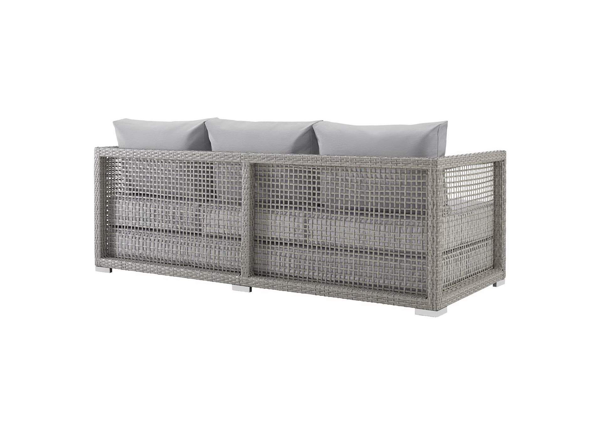 Gray Gray Aura Outdoor Patio Wicker Rattan Sofa,Modway