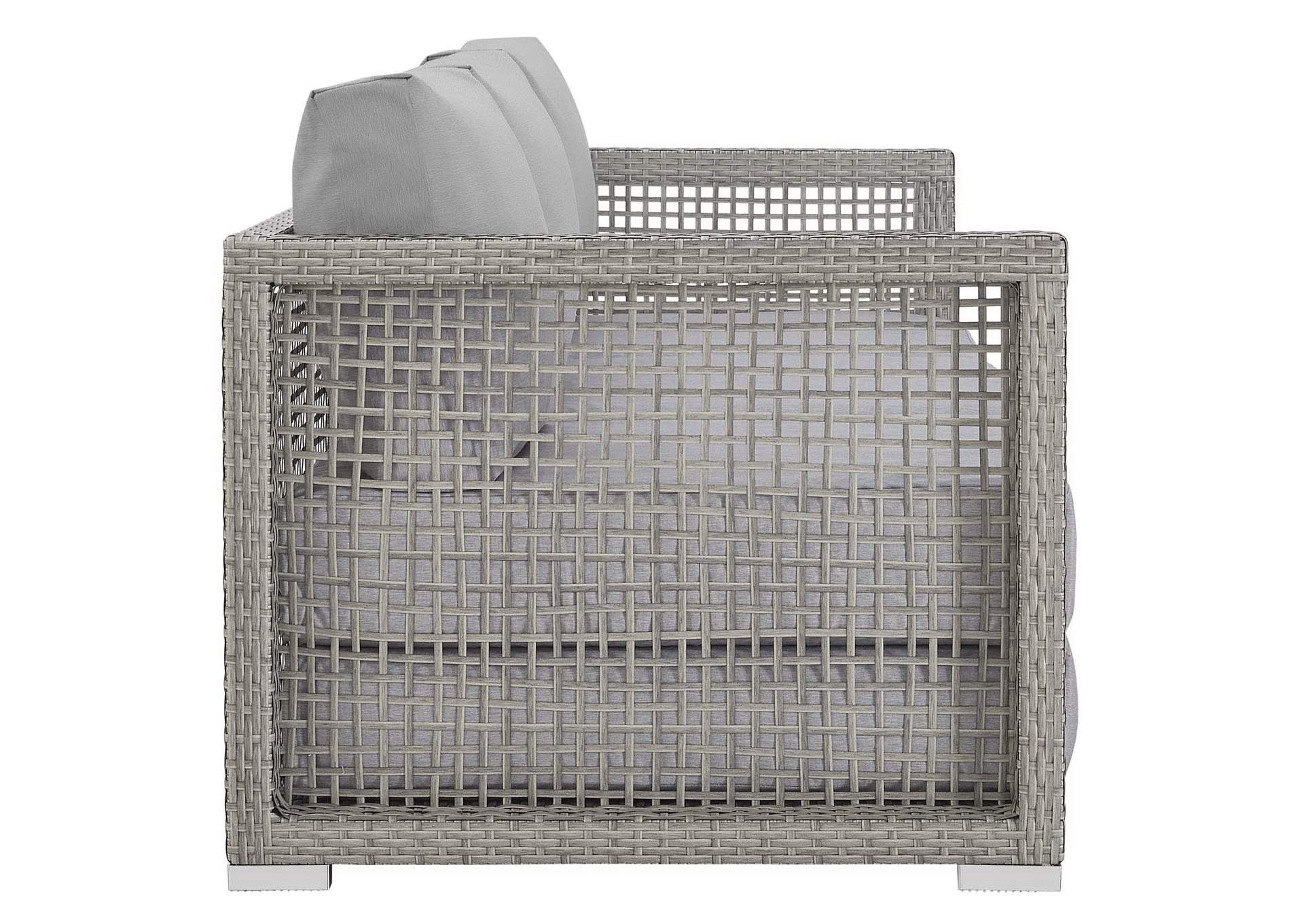 Gray Gray Aura Outdoor Patio Wicker Rattan Sofa,Modway