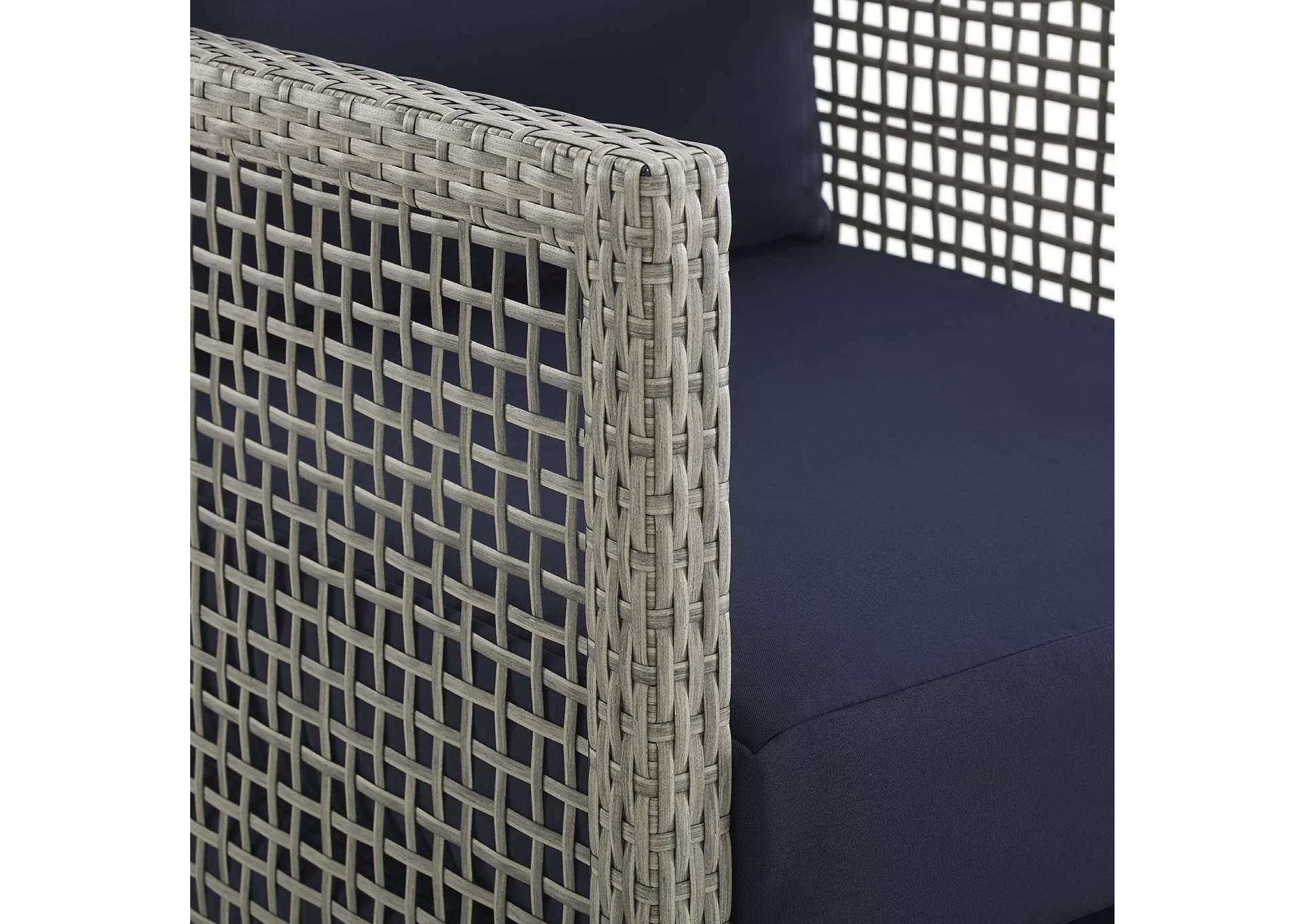 Gray Navy Aura Outdoor Patio Wicker Rattan Sofa,Modway
