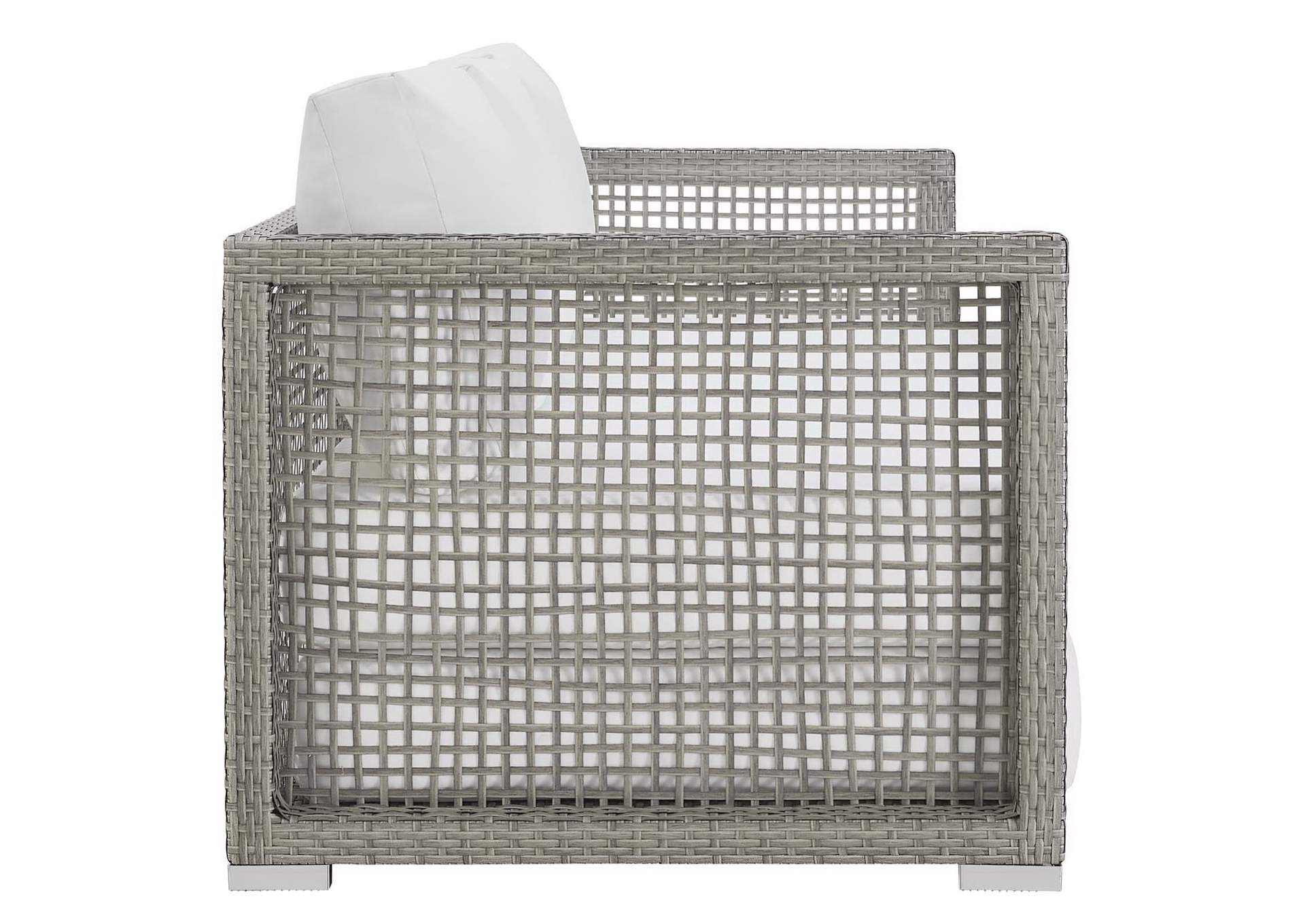 Gray White Aura Outdoor Patio Wicker Rattan Sofa,Modway