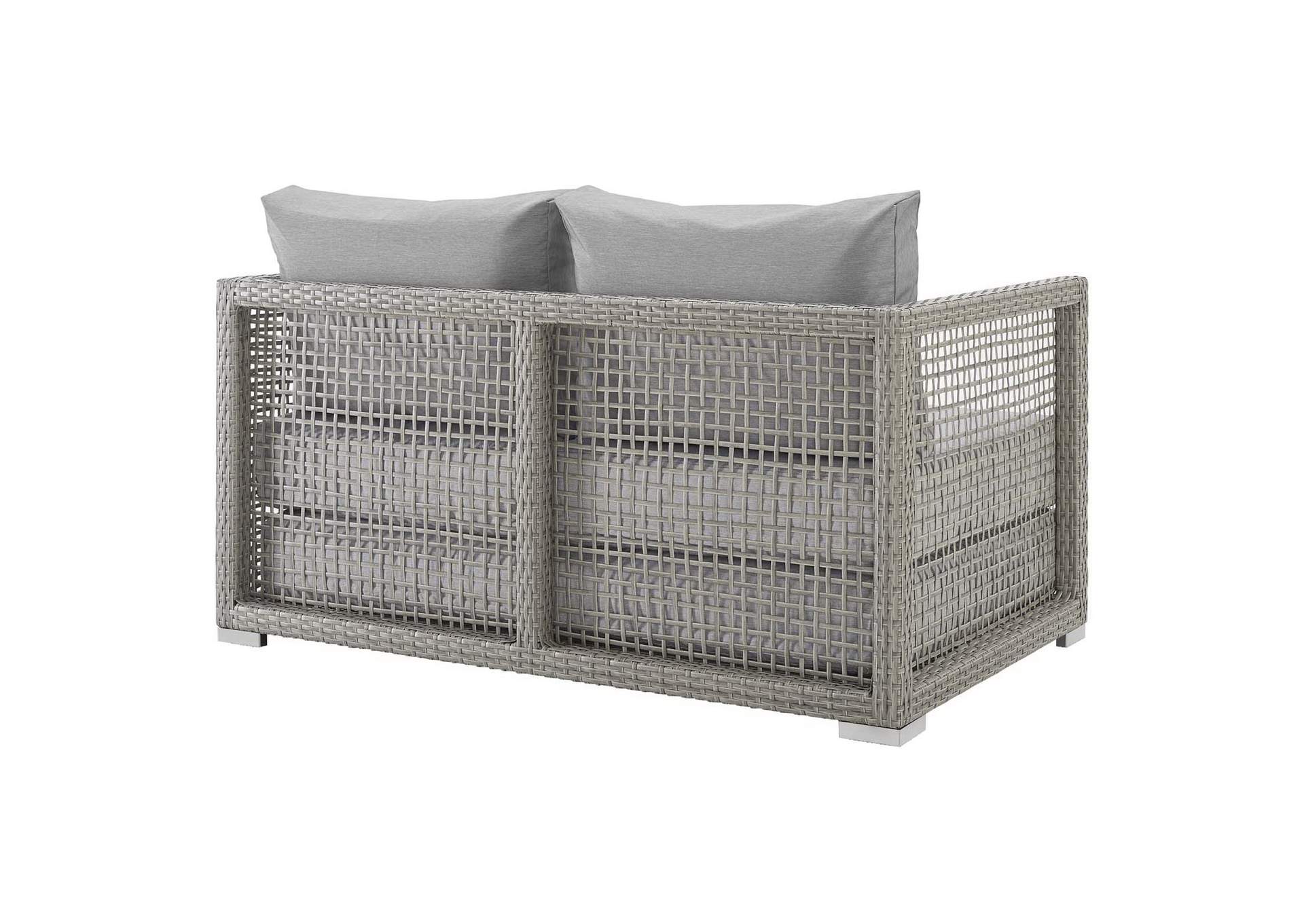 Gray Gray Aura Outdoor Patio Wicker Rattan Loveseat,Modway