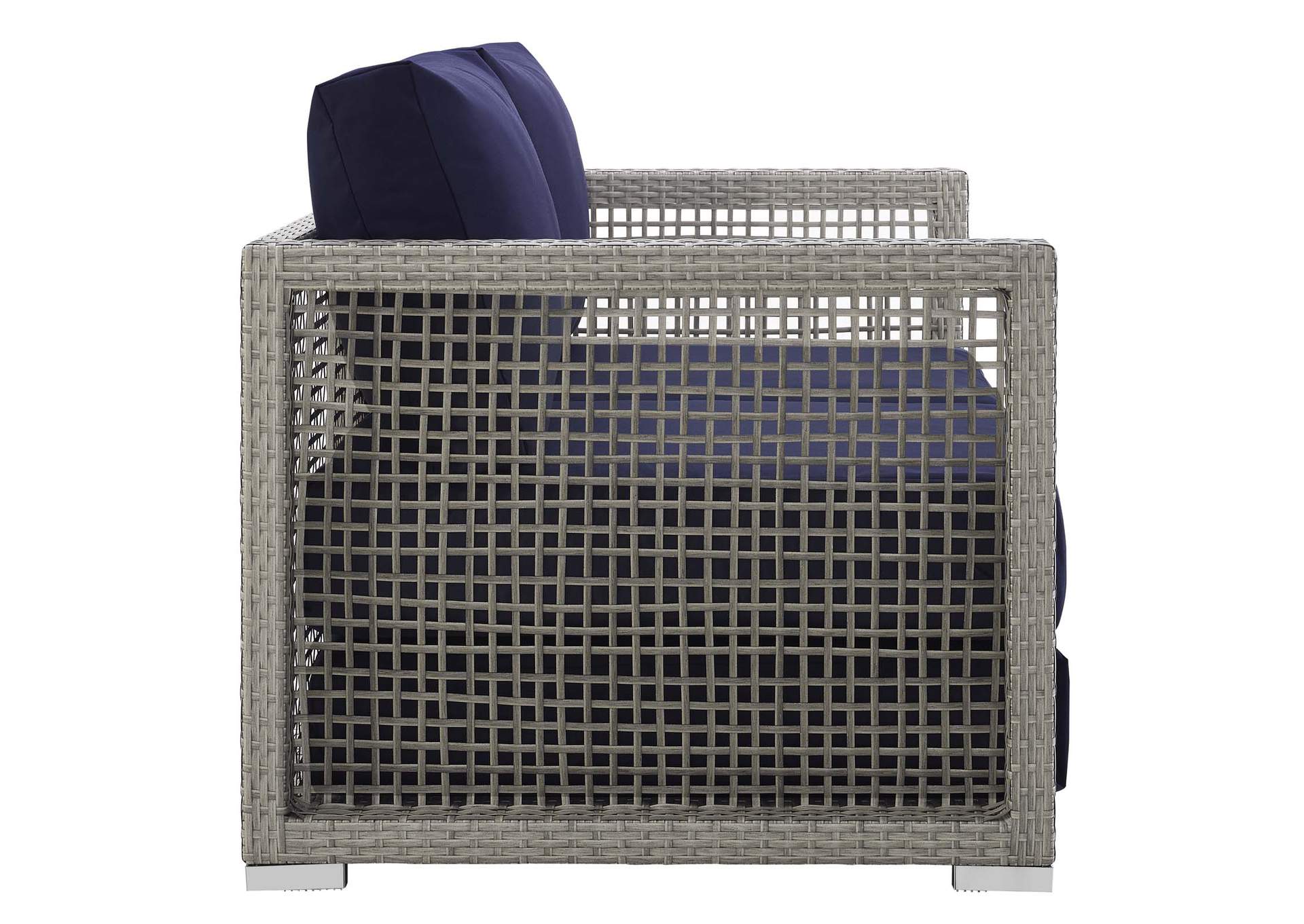 Gray Navy Aura Outdoor Patio Wicker Rattan Loveseat,Modway