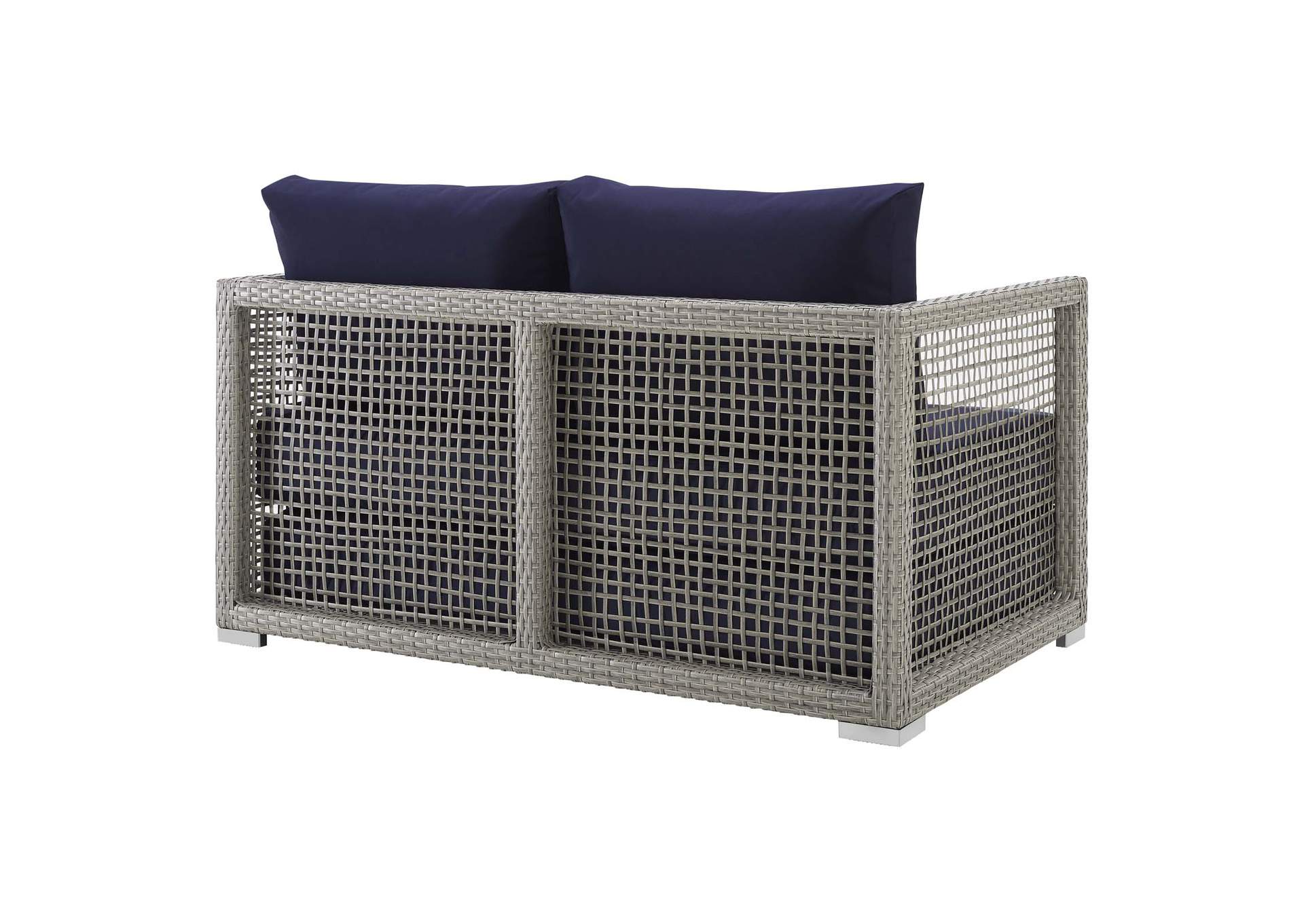 Gray Navy Aura Outdoor Patio Wicker Rattan Loveseat,Modway
